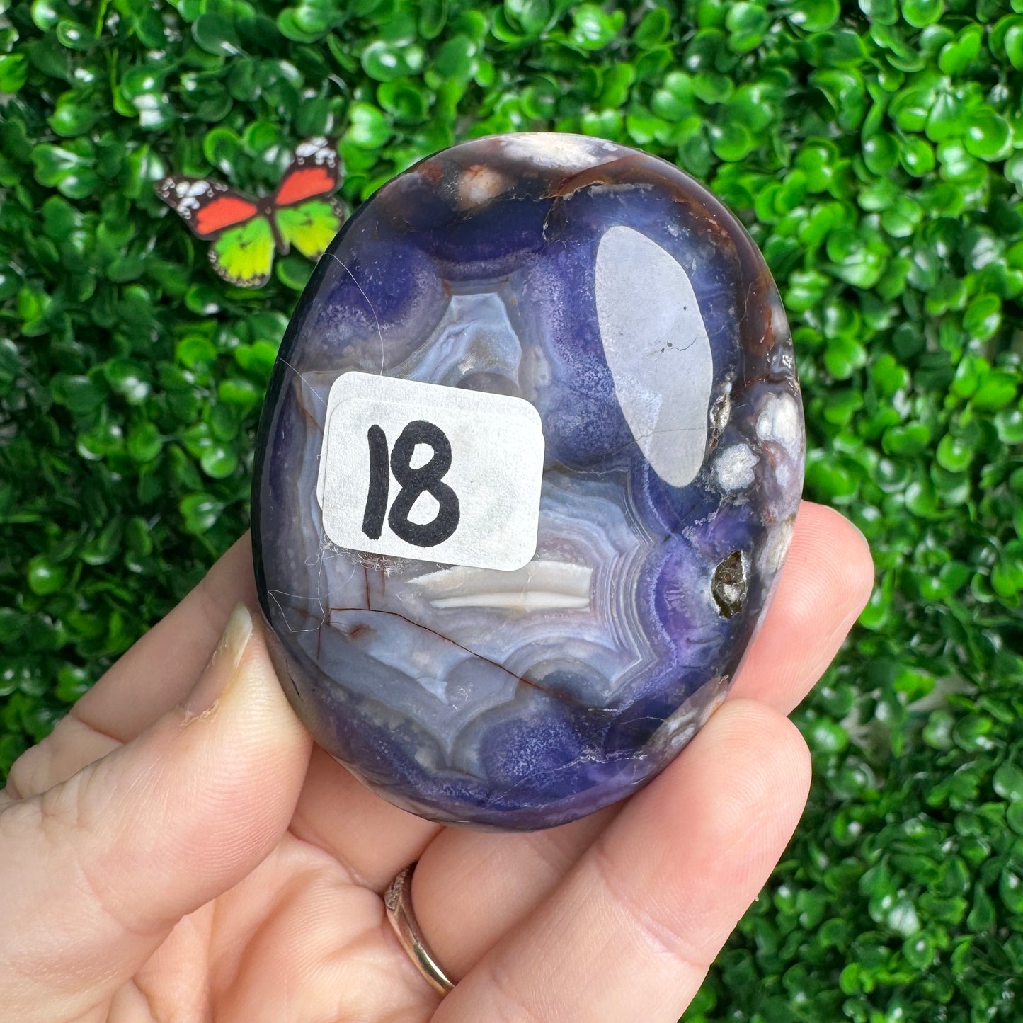 Blue Flower Agate Palm Stones