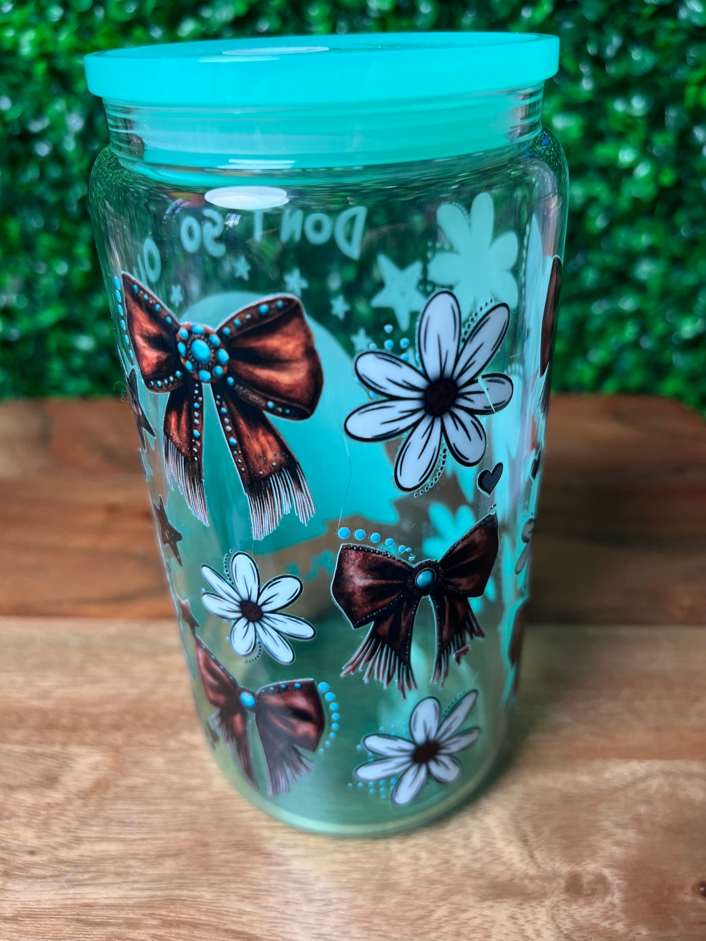 16oz Turtle Flowers UVDTF Glass Cup