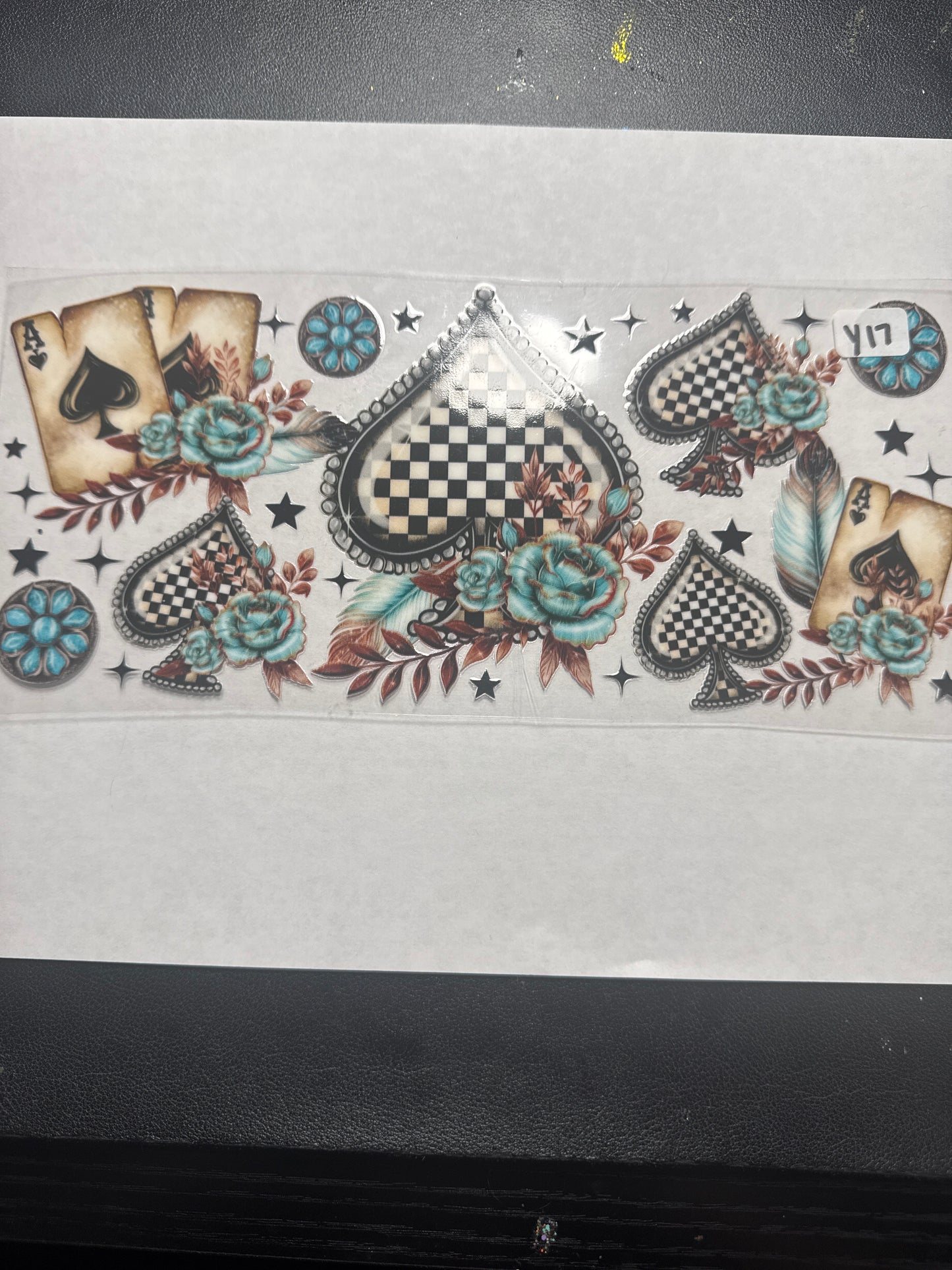 Y17 country western style cards and feathers uvdtf wrap