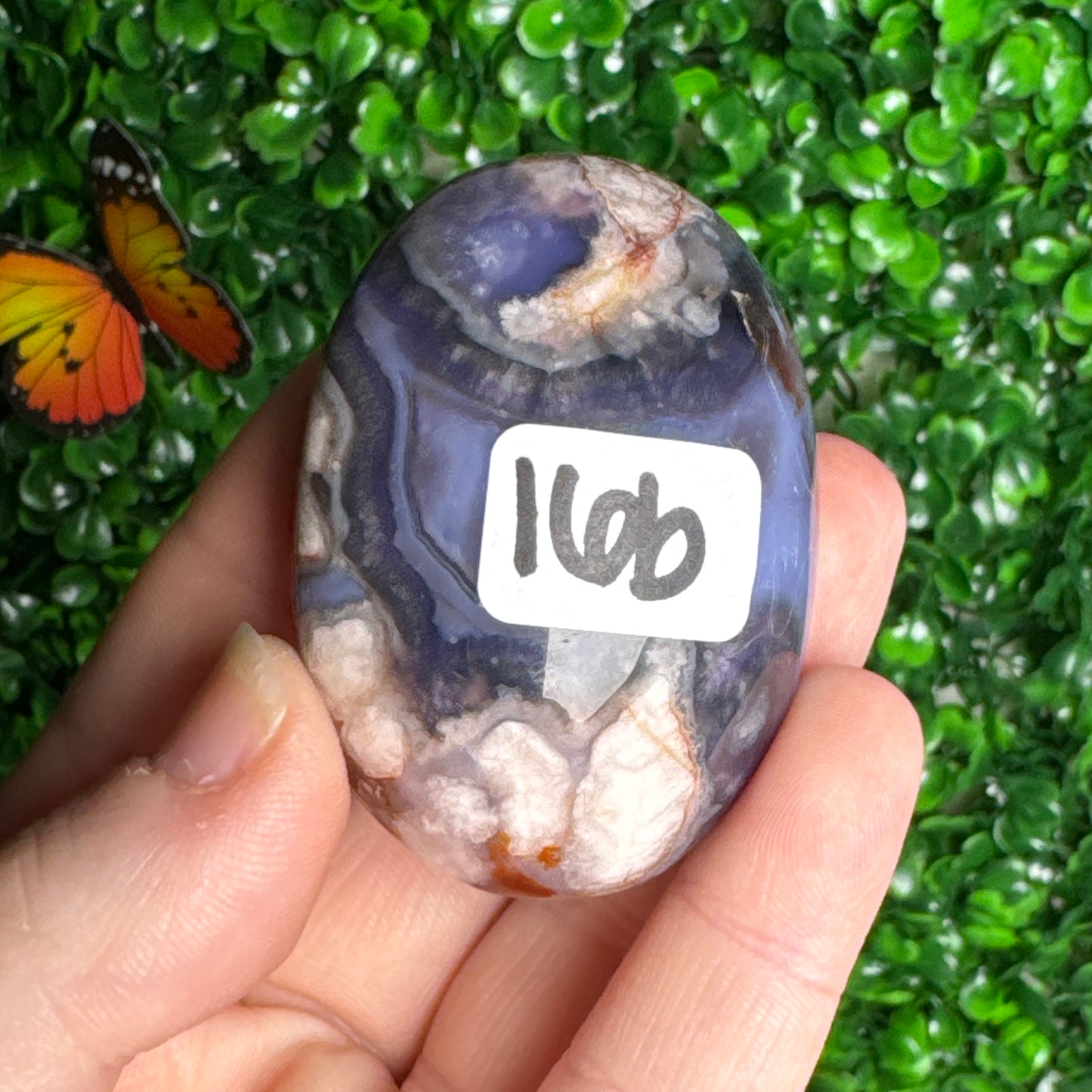 Blue Flower Agate Palm Stones