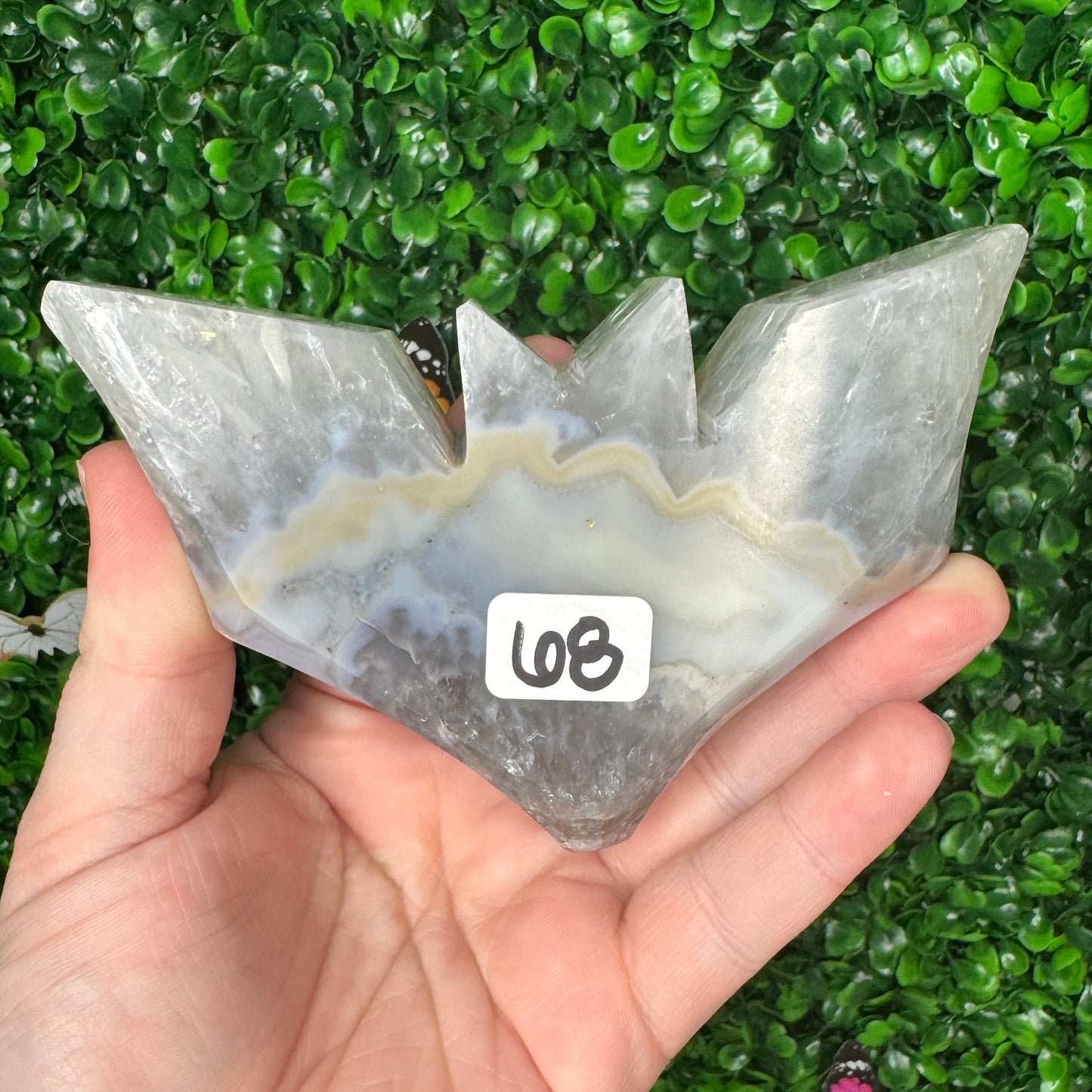 Druzy Agate Bat Carvings
