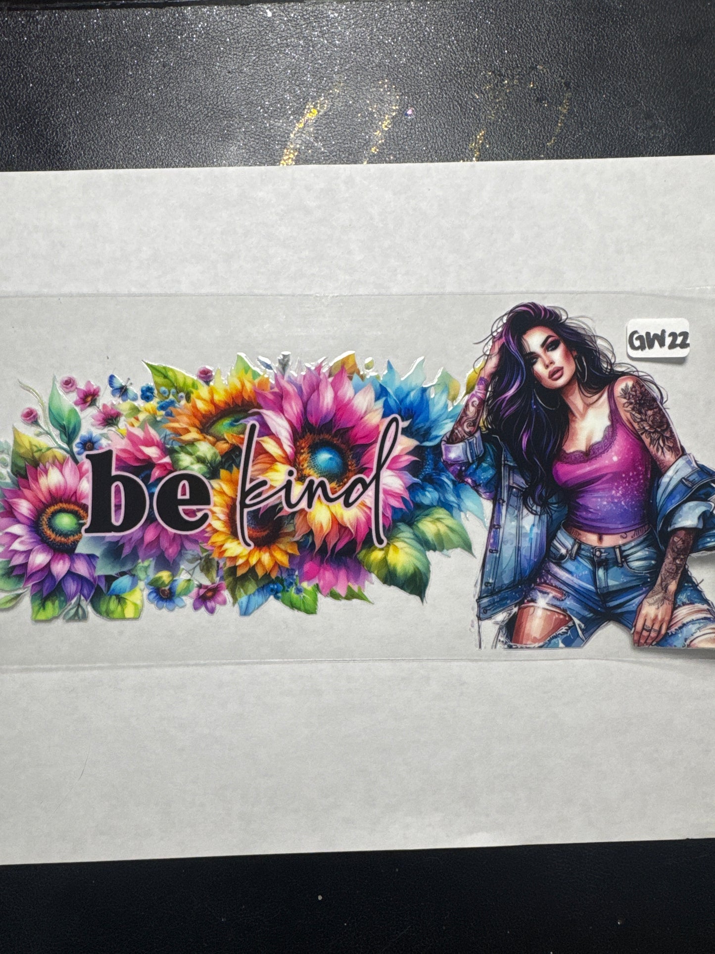 GW22 colorful goddess with flowers uvdtf wrap