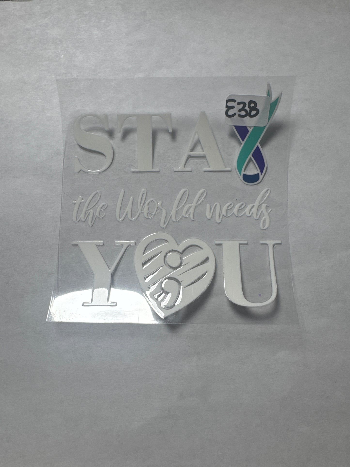 E 38 suicide awareness uvdtf decal/weap