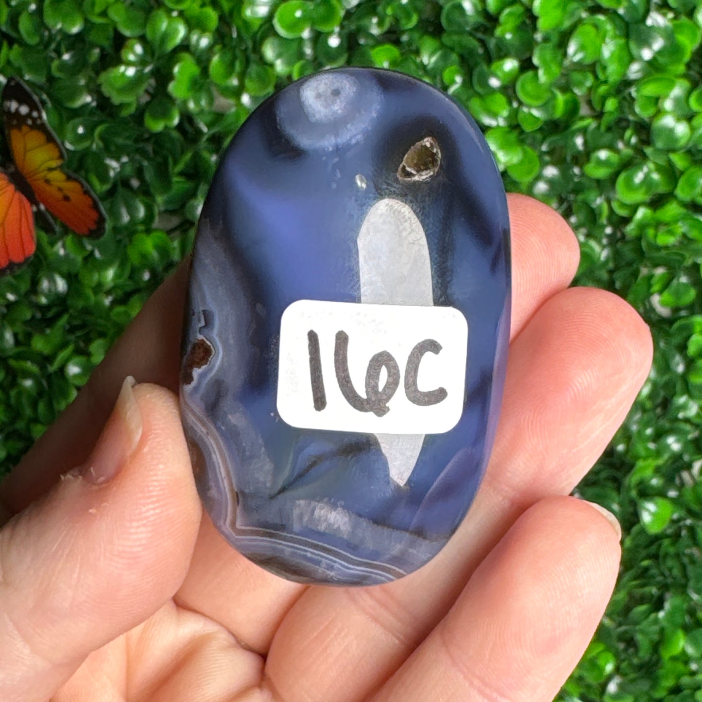 Blue Flower Agate Palm Stones
