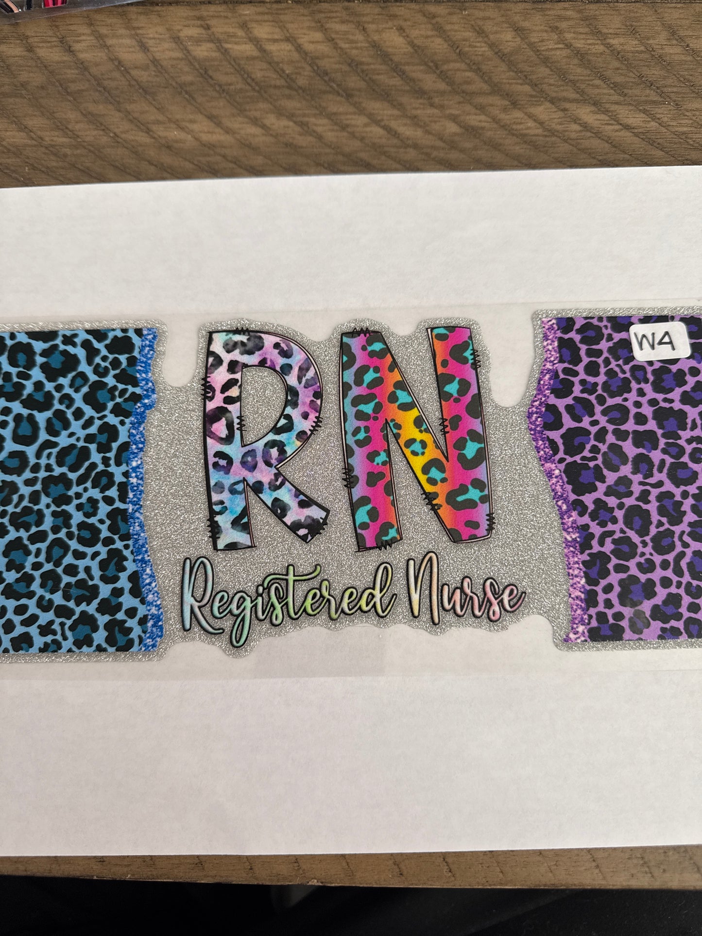 W4 glitter registered nurse uvdtf wrap