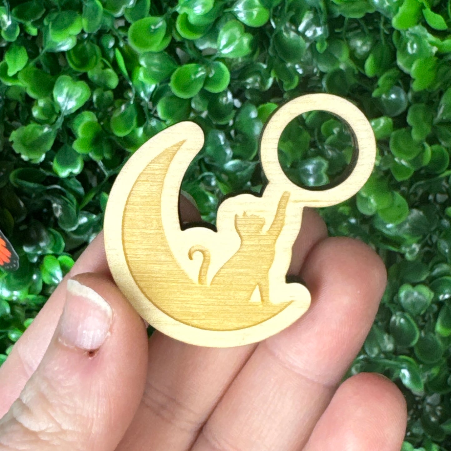 Wooden Cat and moon sphere stand