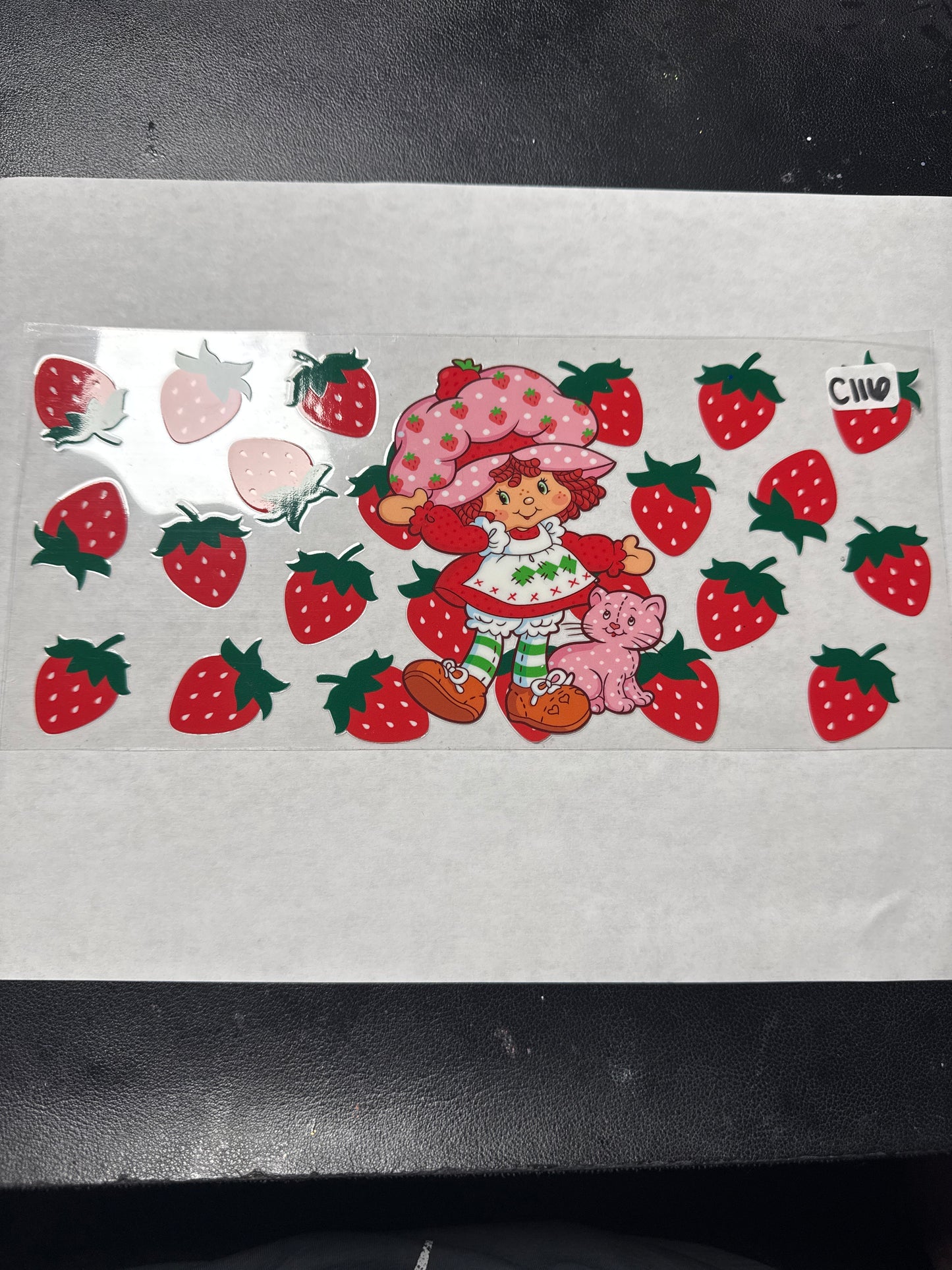 C116 Strawberry girl and pink cat uvdtf wrap