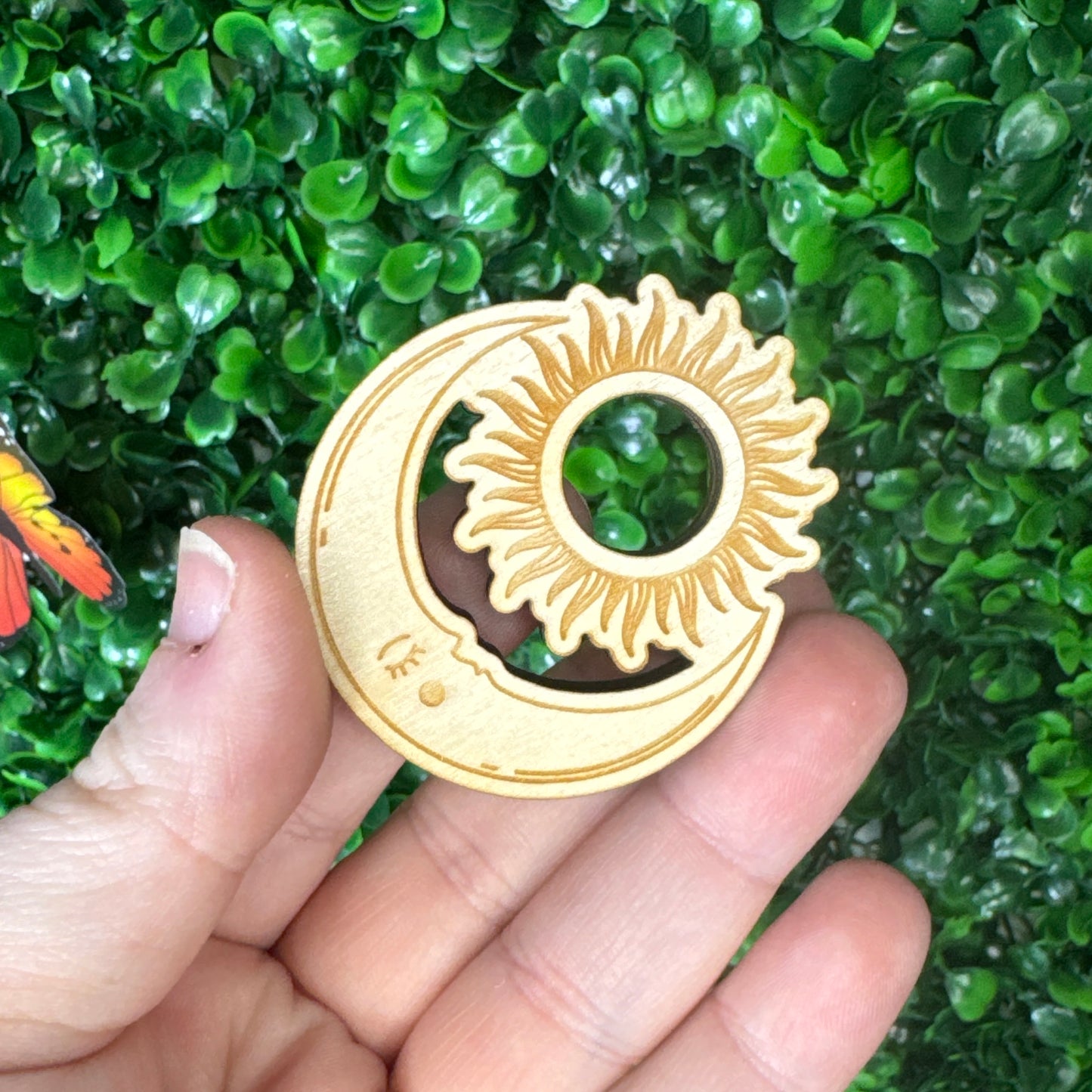 Sun and Moon Wooden Sphere Stand