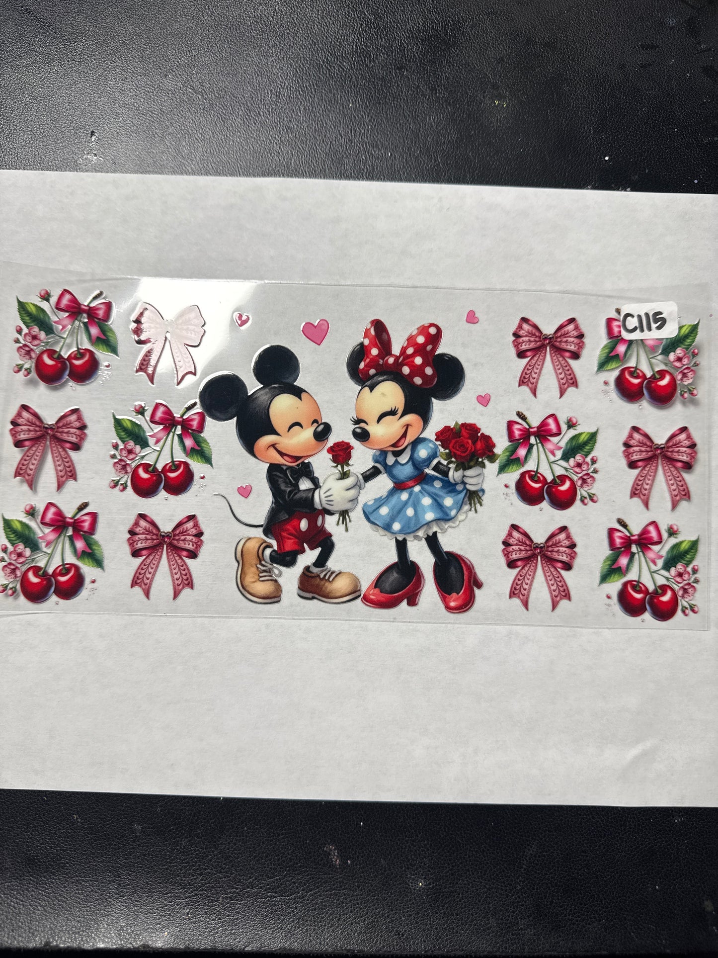 C115 boy and girl mouse with cherry and bows uvdtf wrap