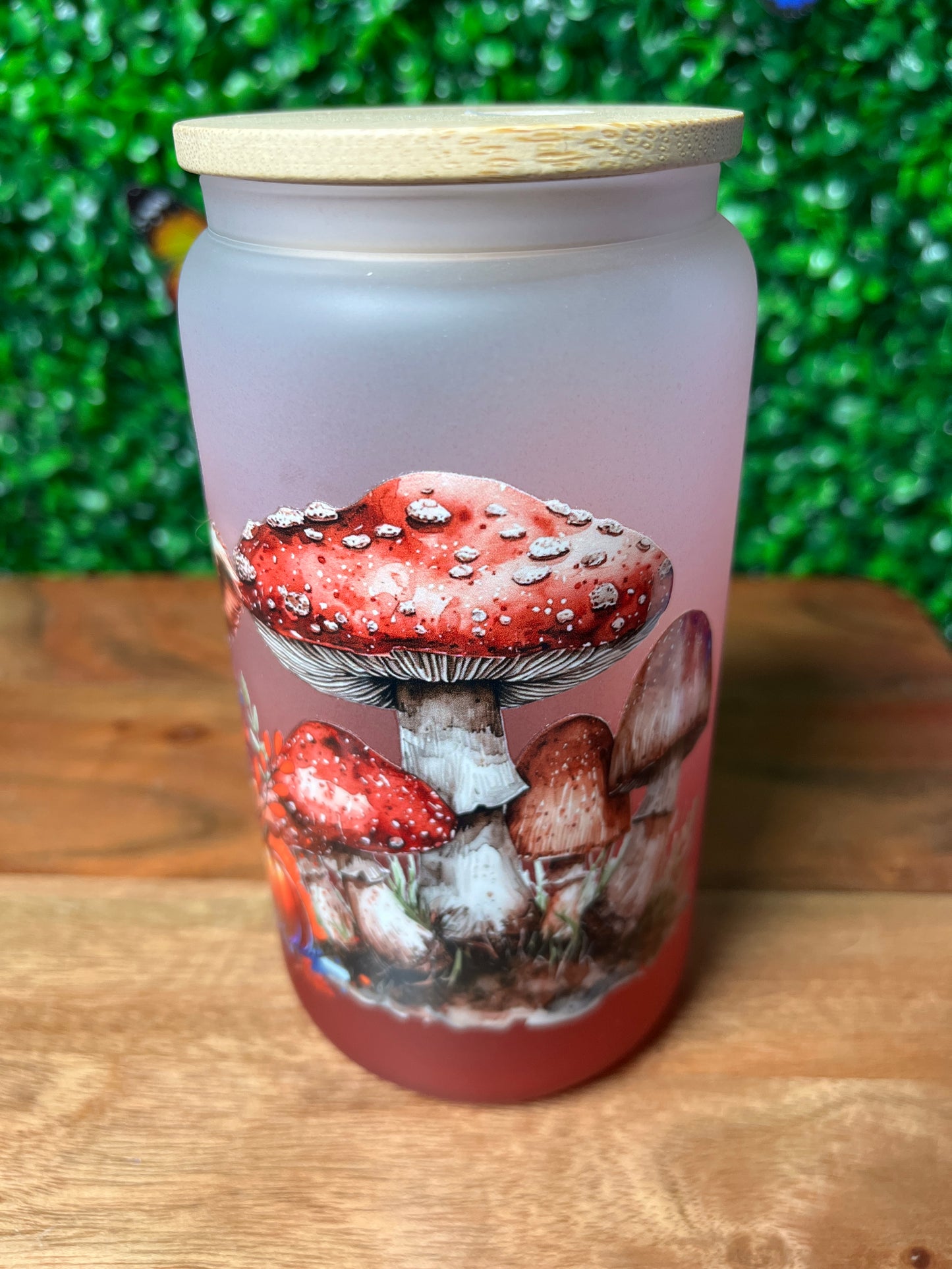 16oz Highland Cow Mushroom UVDTF Glass Cup