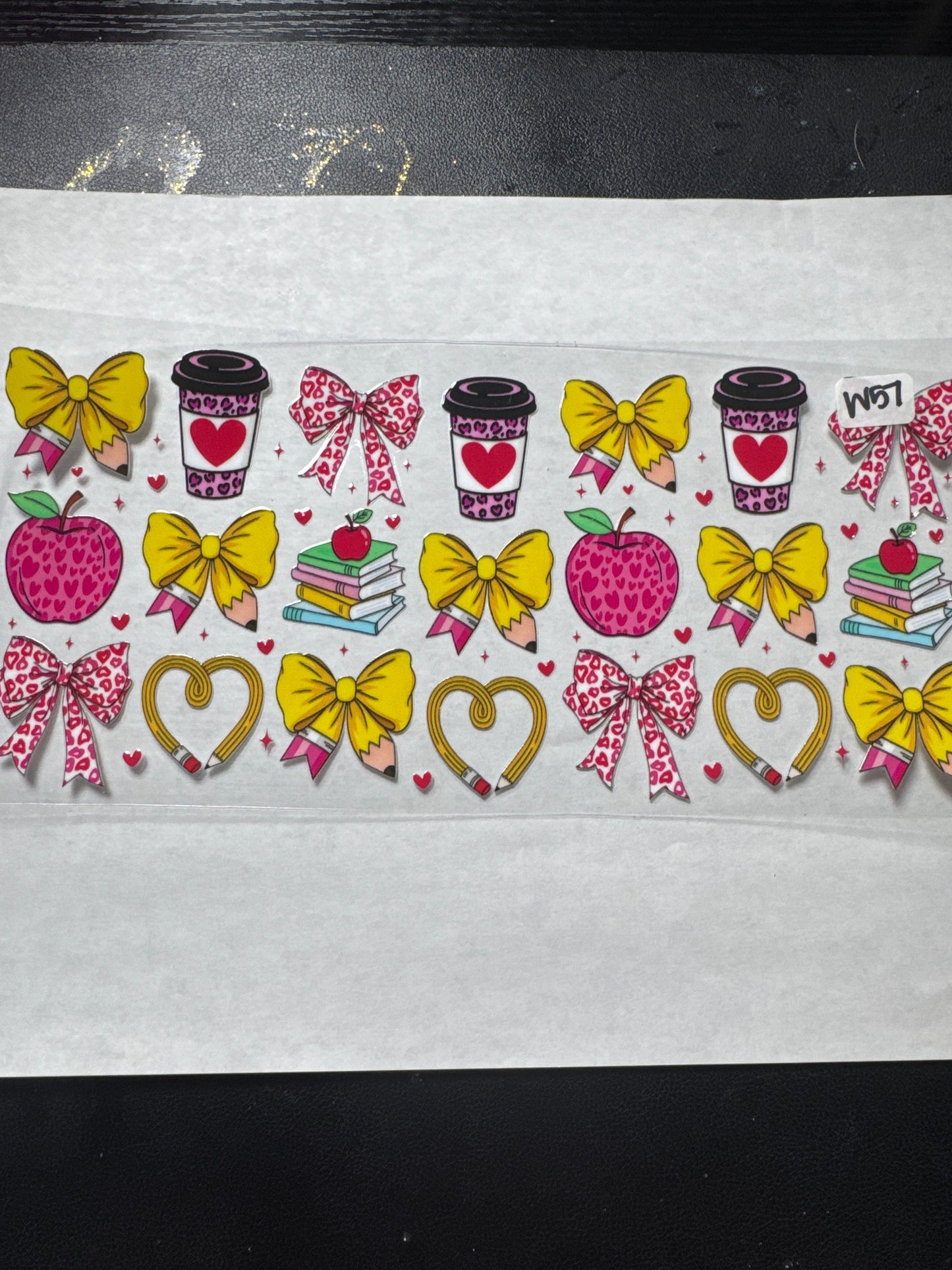 W 57 pencil and bow teacher style uvdtf wrap