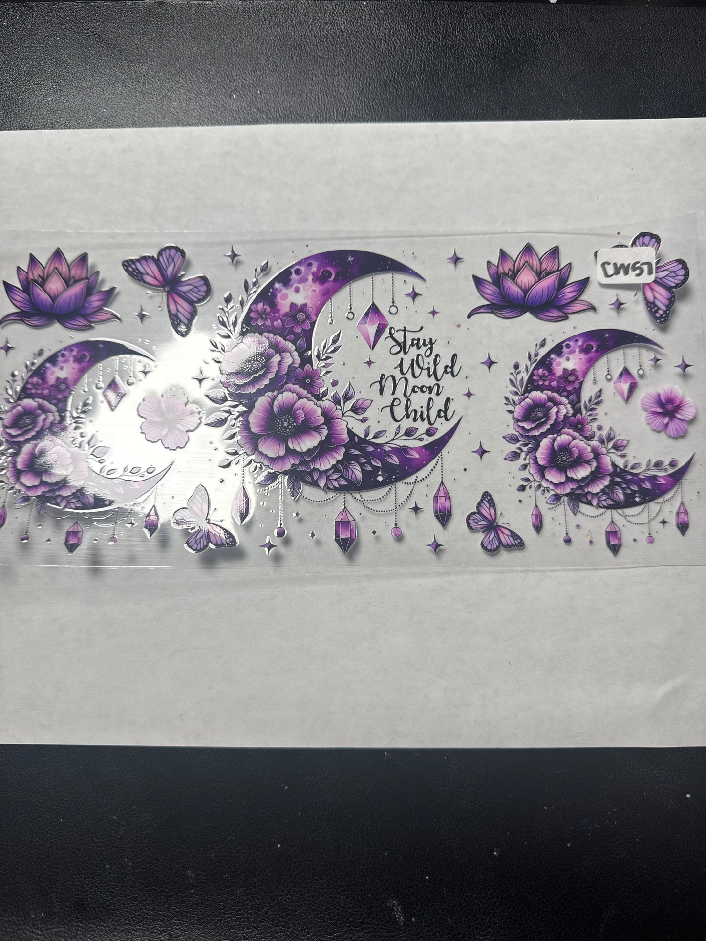 CW57 Purple moon flower and crystal witchy style uvdtf wrap