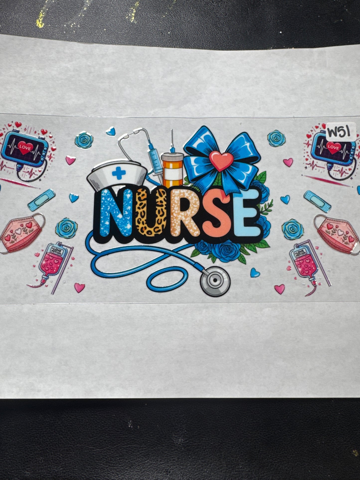 W 51 nurse uvdtf wrap with bows flowers and hearts