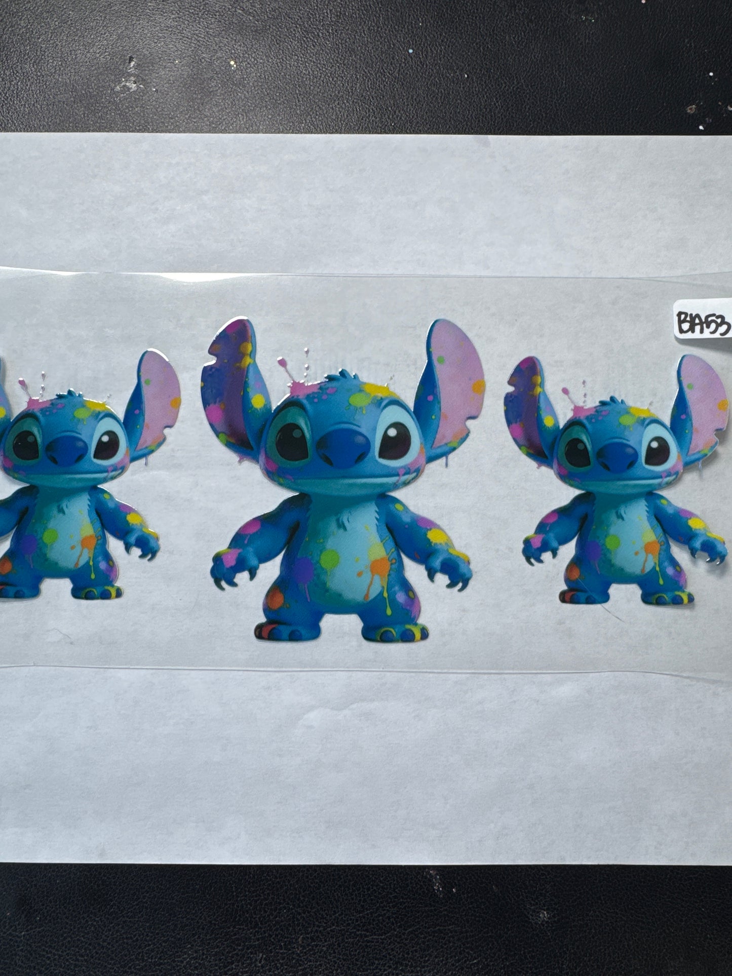 BA 53 Blue alien with paint spots uvdtf wrap