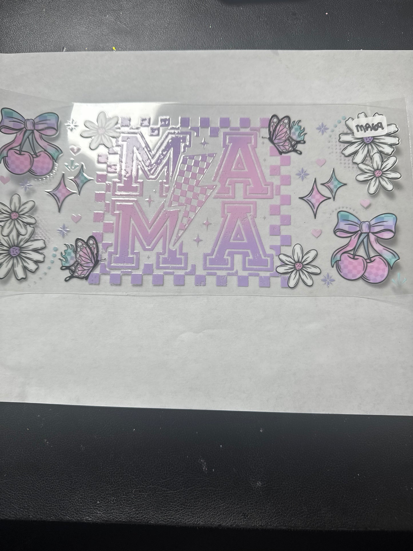 MA69 Purple mama uvdtf wrap with flowers cherries and butterflies