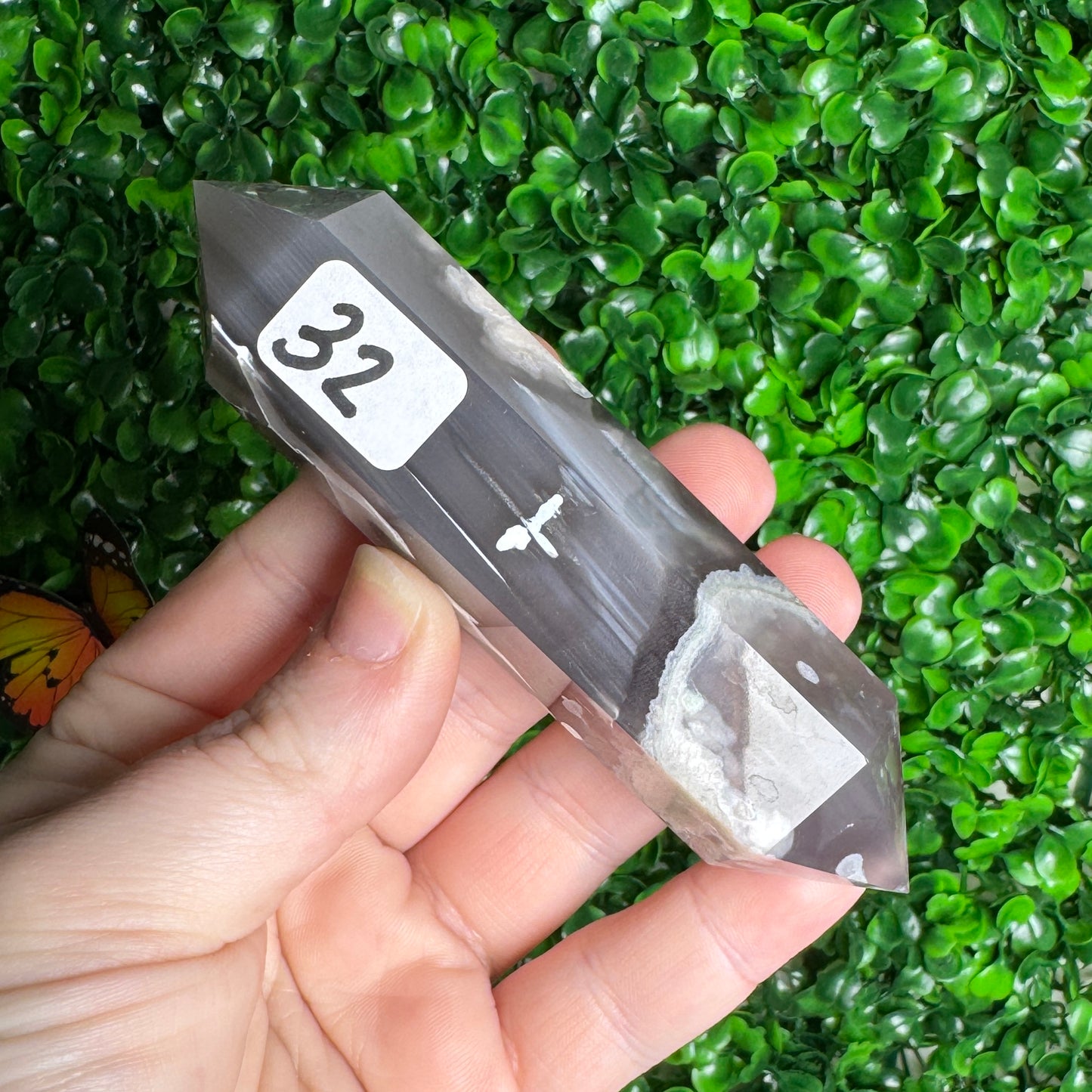 Black Flower Agate DT Carving