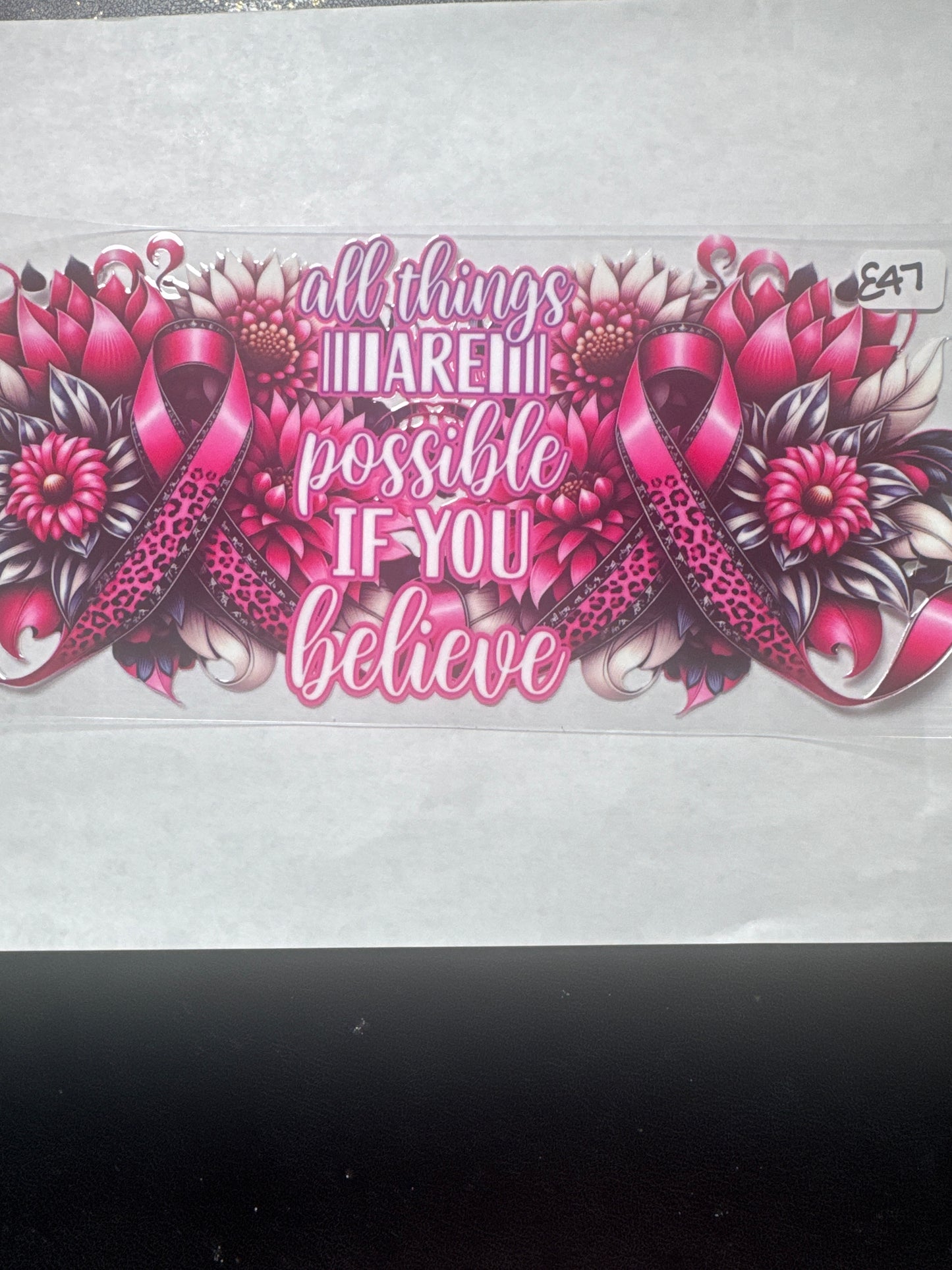 E 47 breast cancer awareness uvdtf wrap