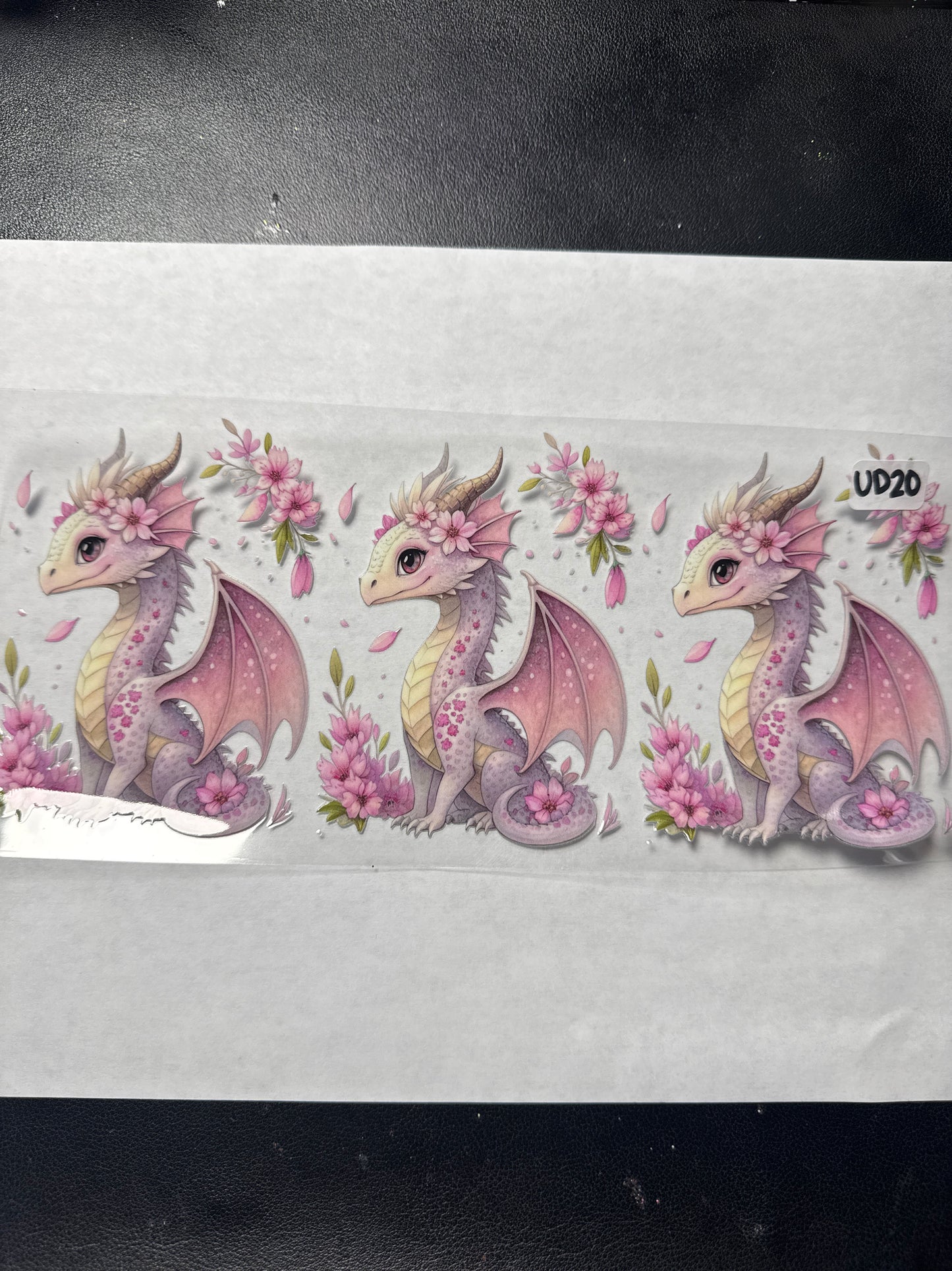 UD20 Pink dragon with flowers uvdtf wrap