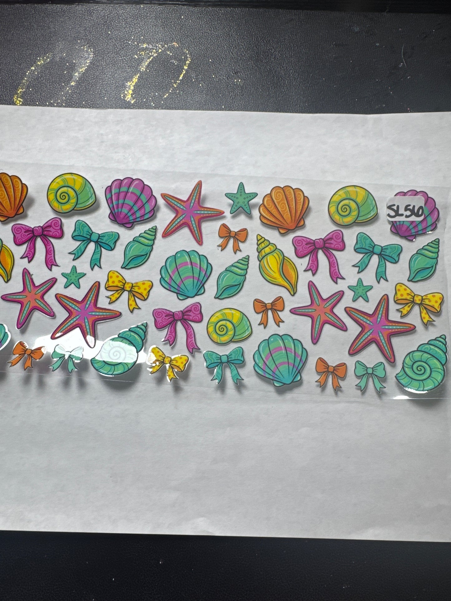 SL56 teal shells bows and starfish uvdtf wrap