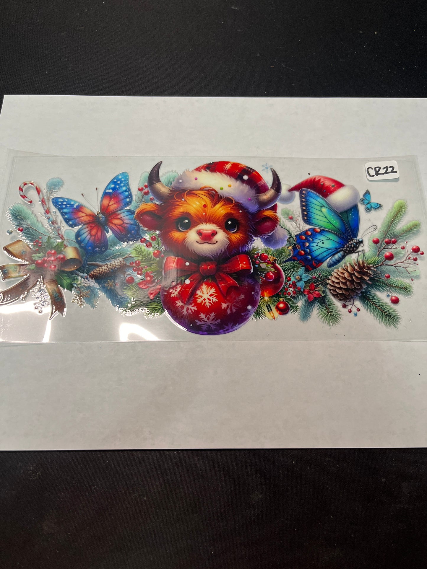 CR22 Christmas Cow UVDTF Wrap