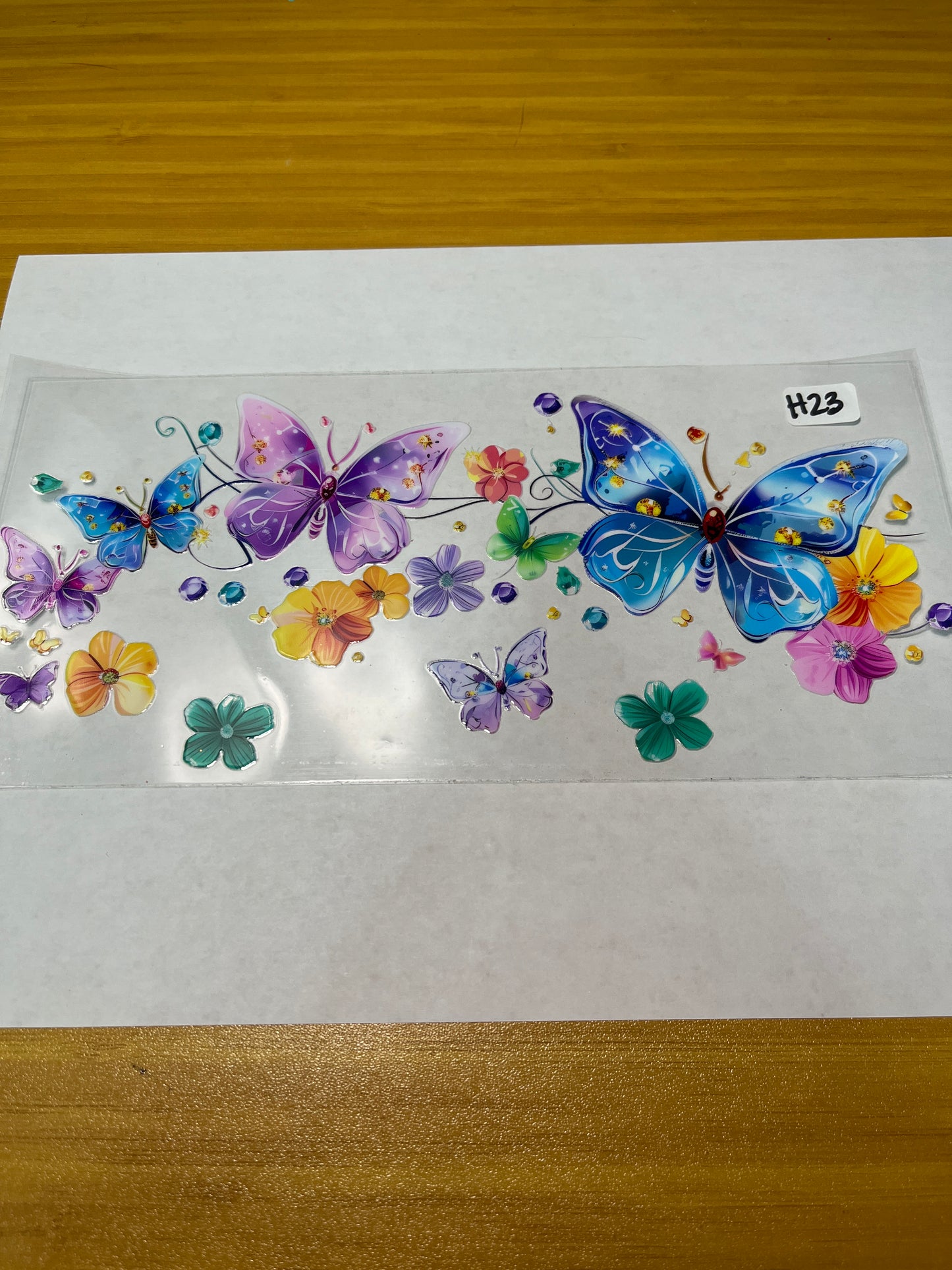 H23 Butterfly Flower UVDTF Wrap