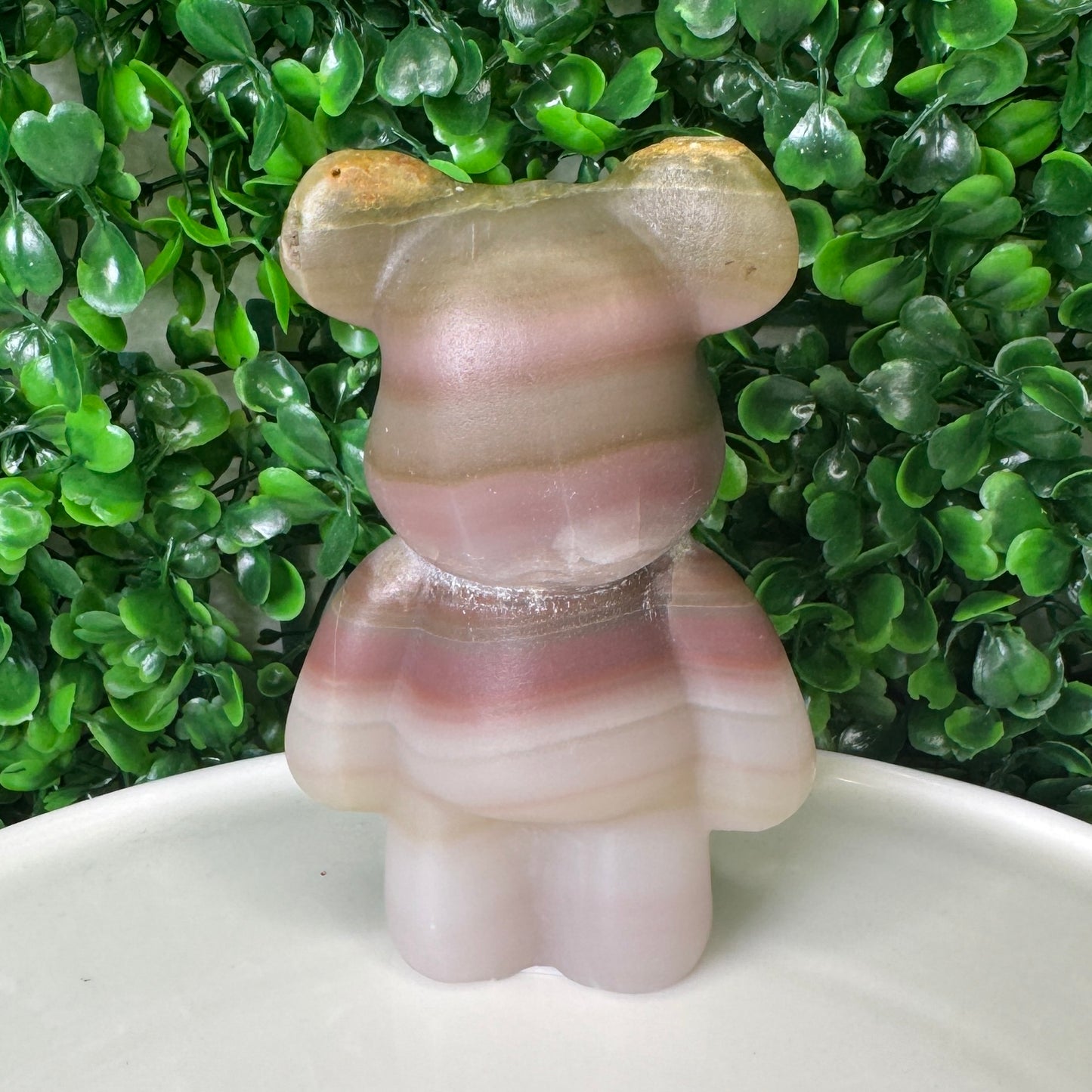 Pink Banded Onyx Bear Carving