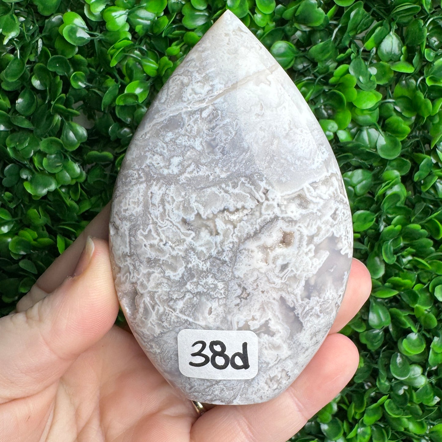 White plume agate freeform 38d