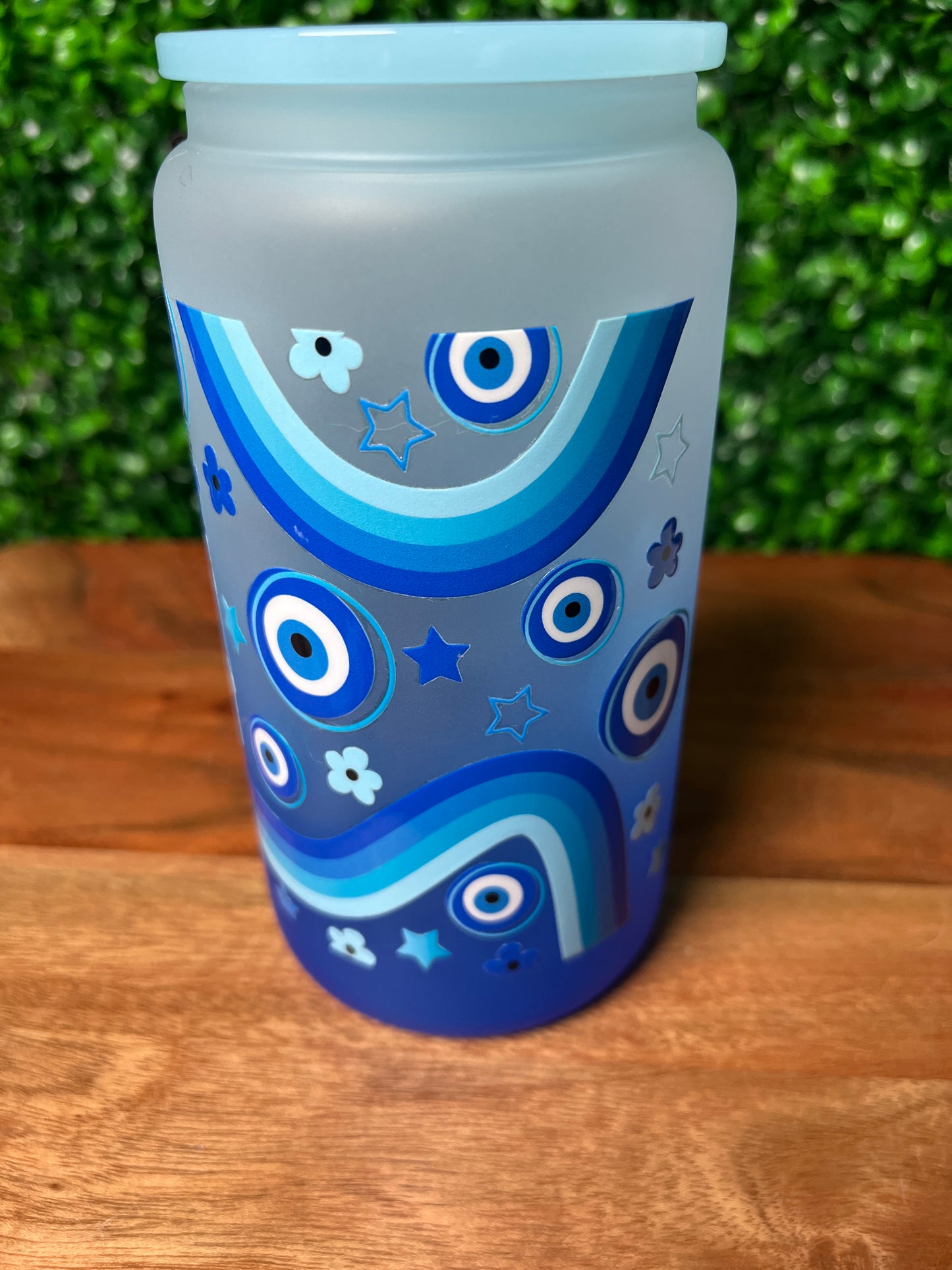 16oz Evil Eye UVDTF Glass Cup