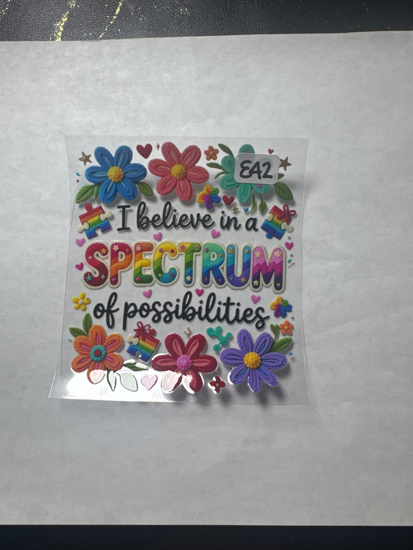 E 42 autism awareness uvdtf wrap/decal