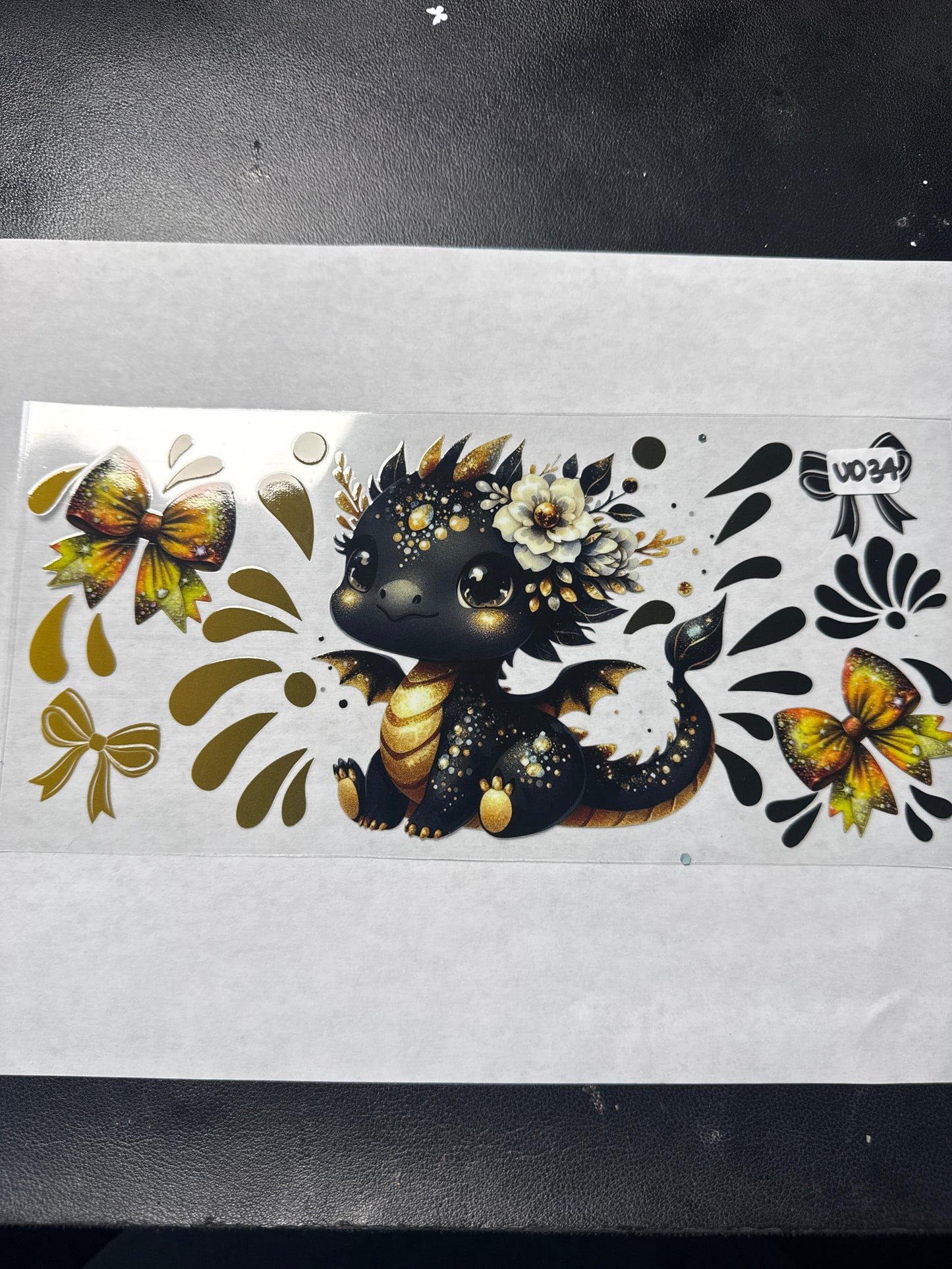 UD34 black and gold dragon uvdtf wrap