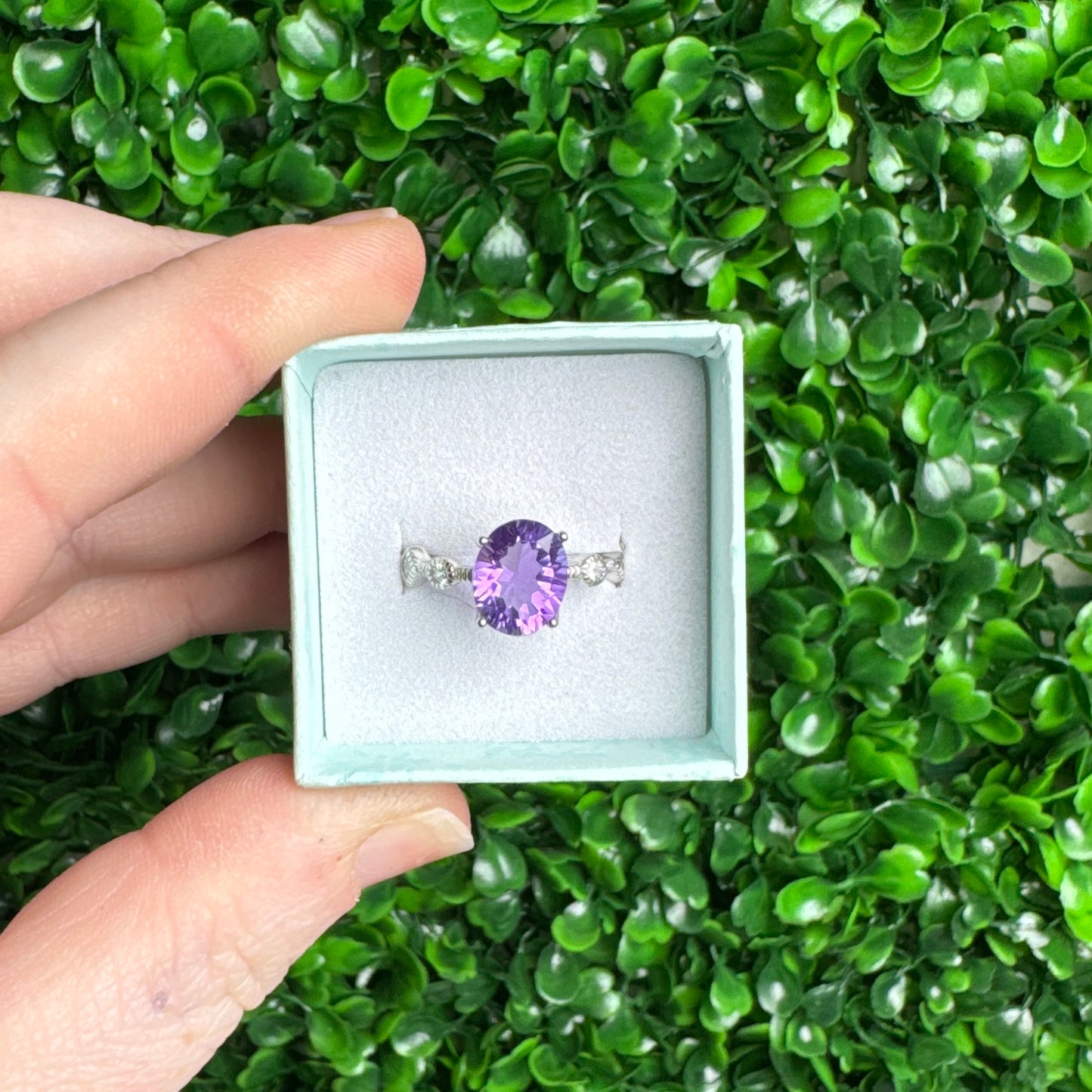 925 Sterling silver adjustable amethyst ring