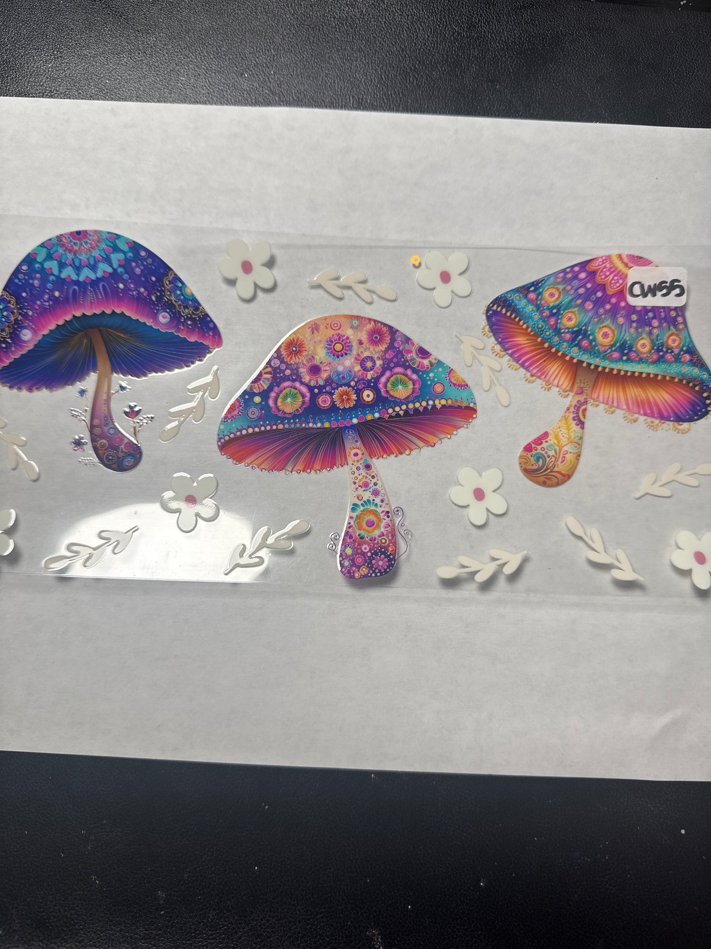 CW55 Rainbow Flower Mushroom Crystal and witchy style uvdtf wrap
