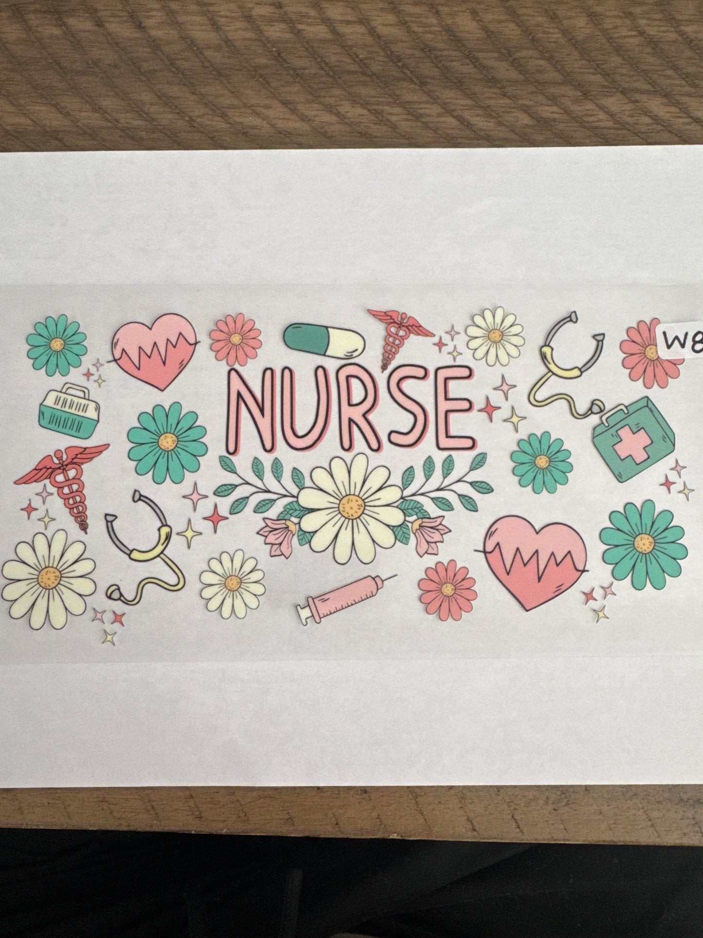 W8 nurse and flower uvdtf wrap