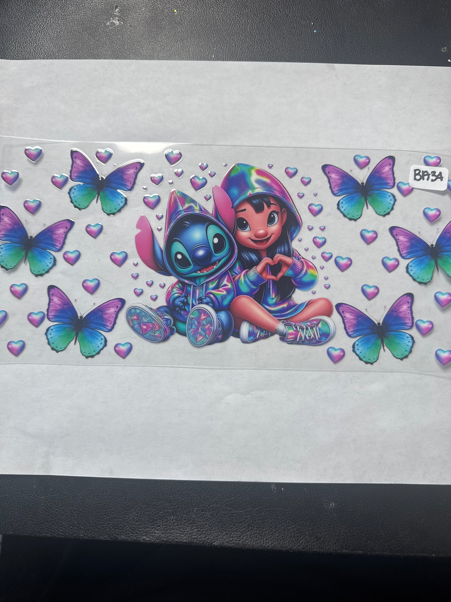 BA34 Blue alien wrap with girl and heartsbblggt