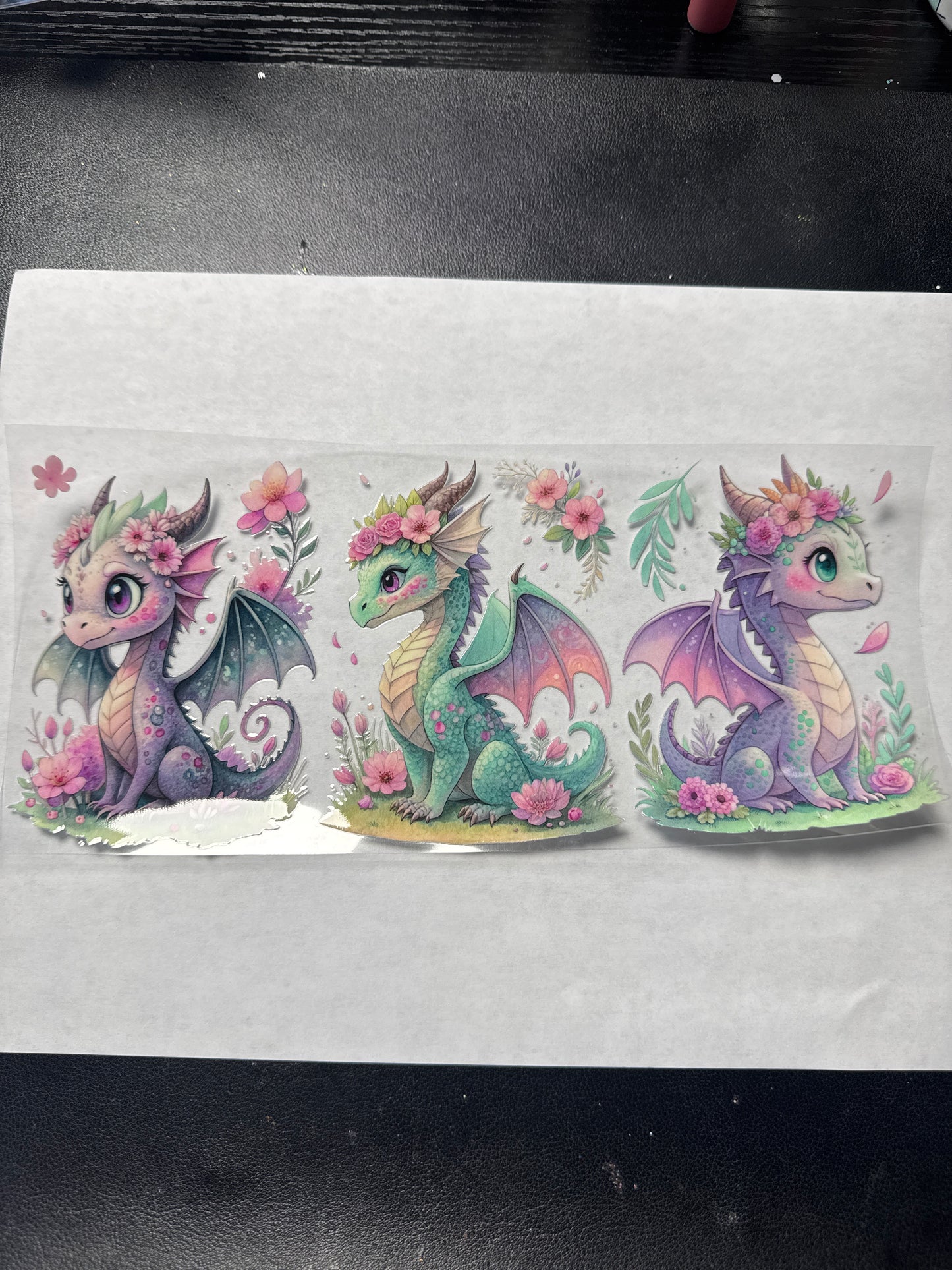 UD21 Teal and purple dragons with flowers uvdtf wrap