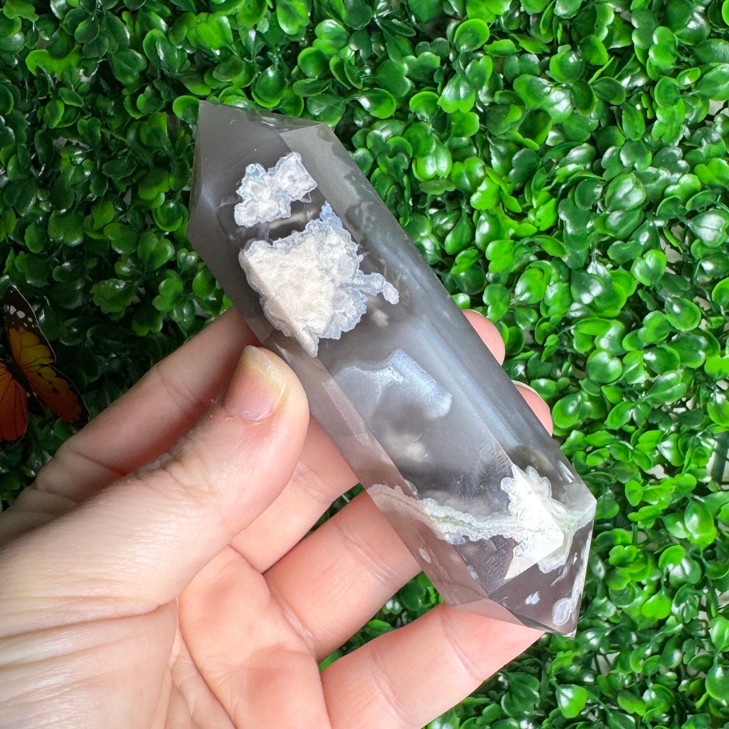 Black Flower Agate DT Carving