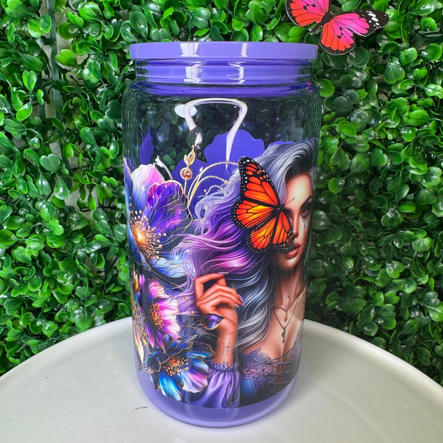 16oz Glass Purple Goddess UVDTF cup