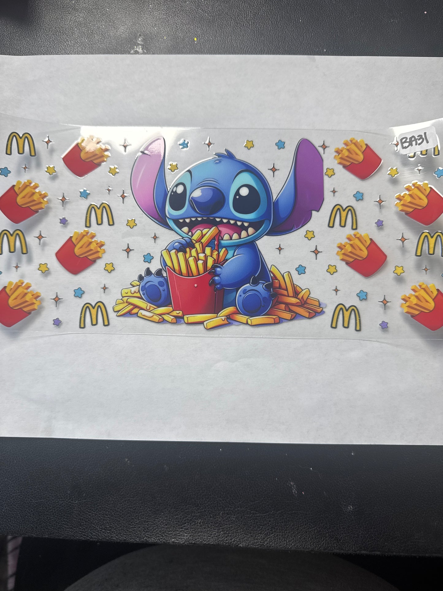 BA 31 Blue alien with French fries uvdtf wrap