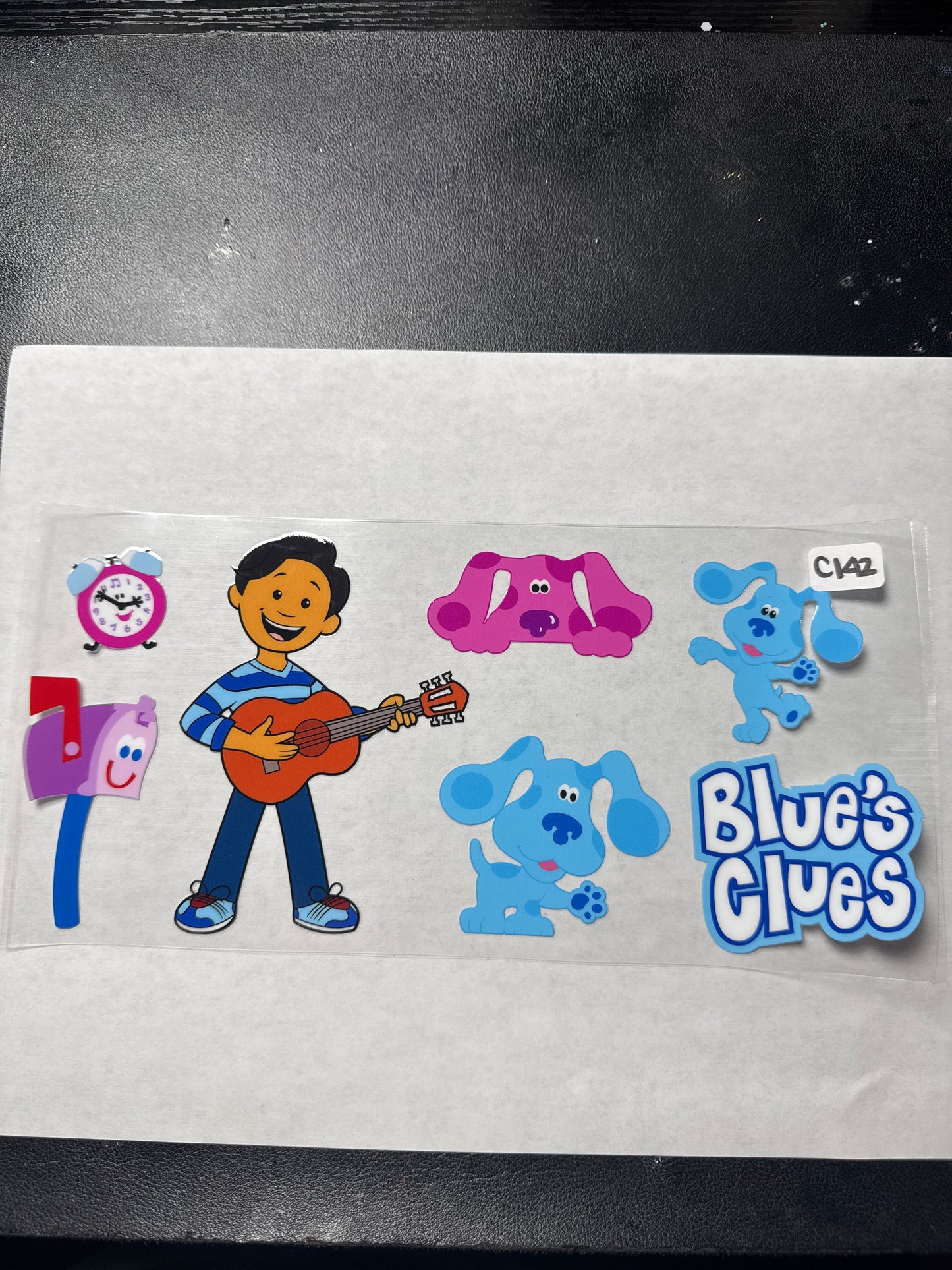 C142 blue dog and character uvdtf wrap