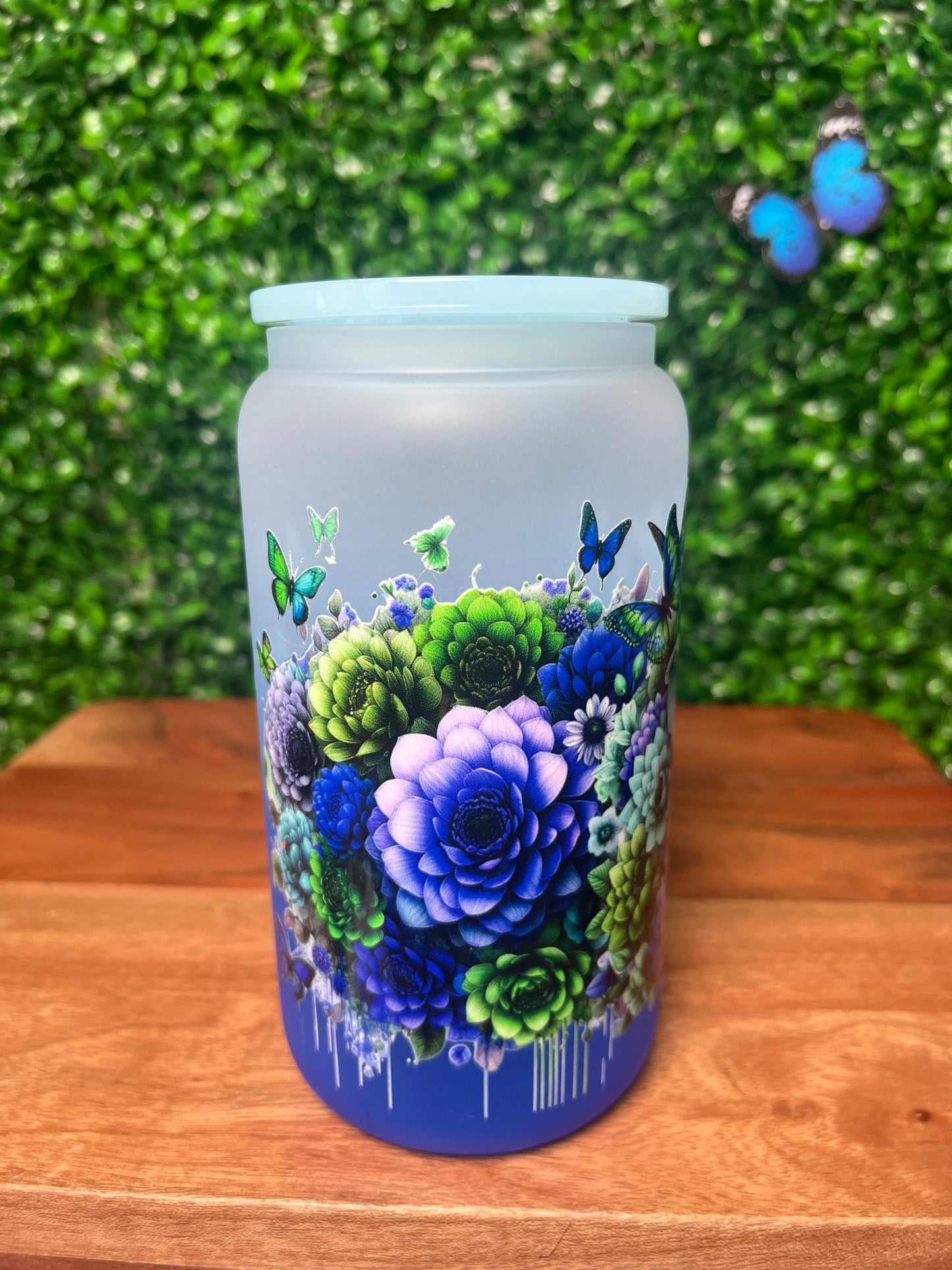 16oz Elephant Flowers UVDTF Glass Cup