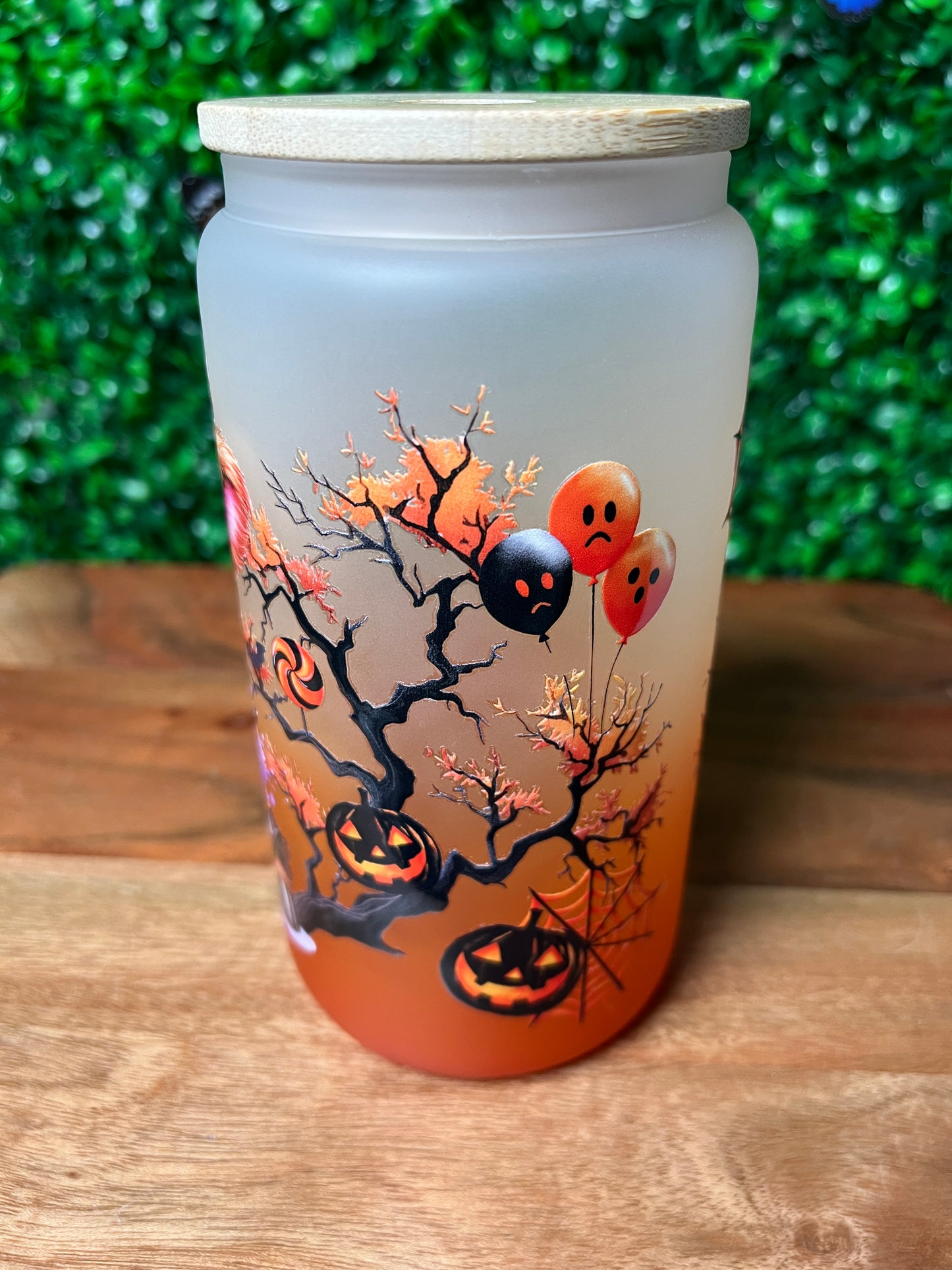 16oz Halloween Highland Cow UVDTF Glass Cup