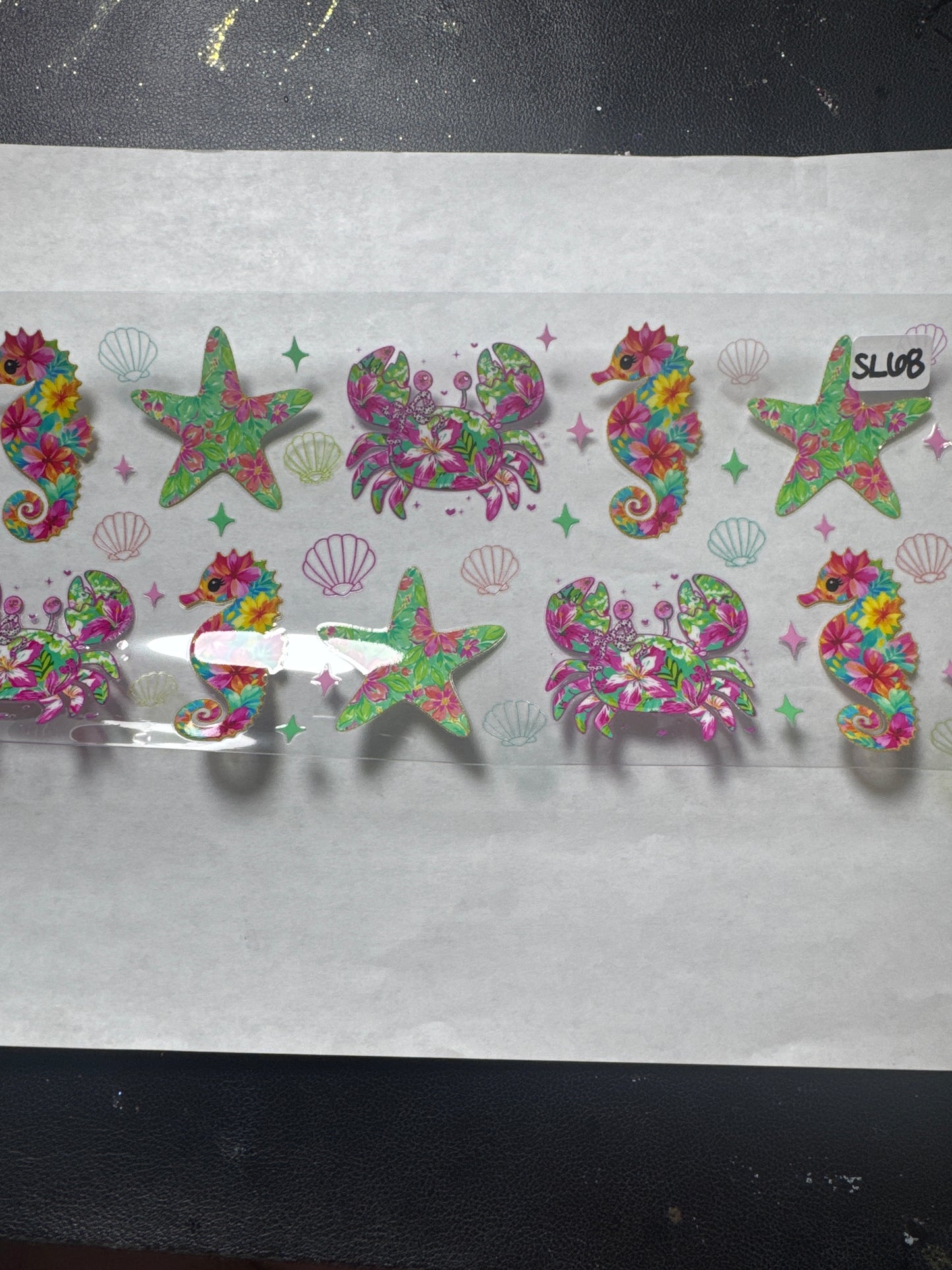 SL68 Seahorse crab and starfish uvdtf wrap