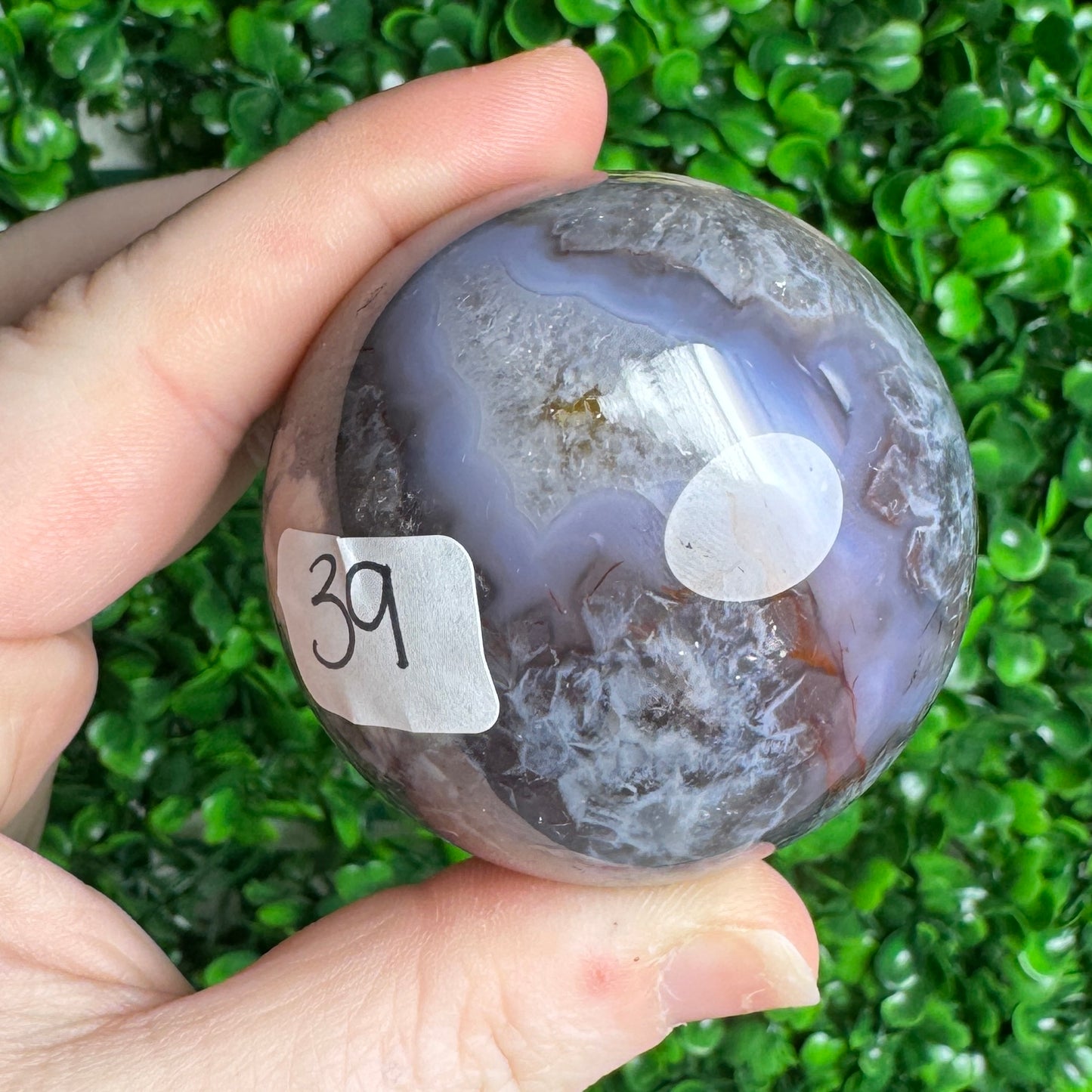 Black Flower Agate Sphere 39