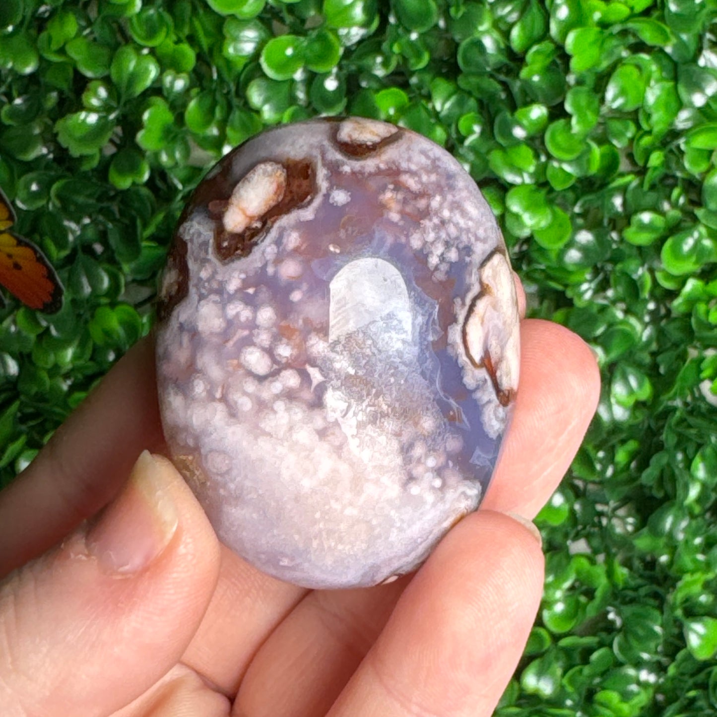 Blue Flower Agate Palm Stones