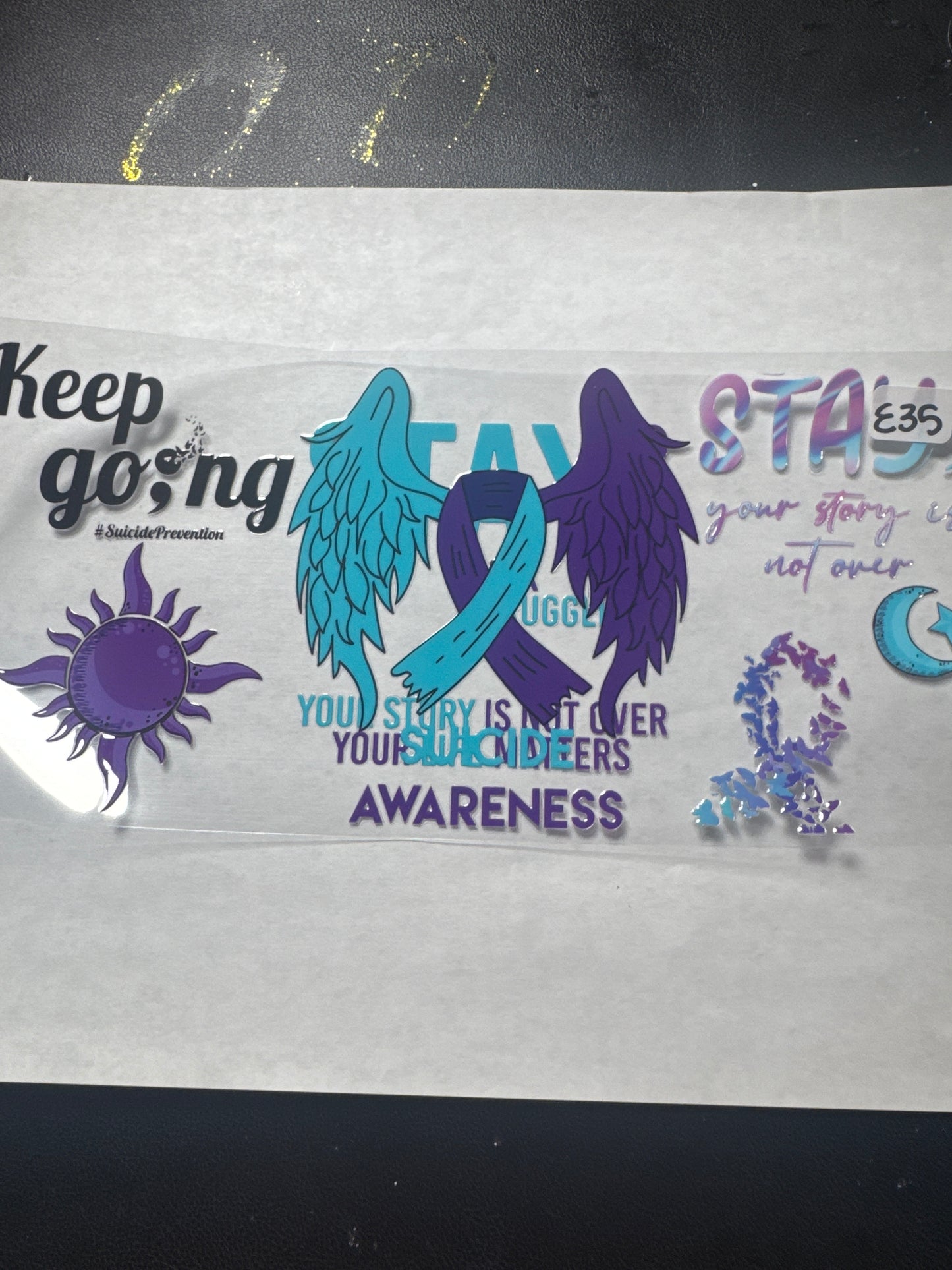 E 35 suicide awareness uvdtf wrap