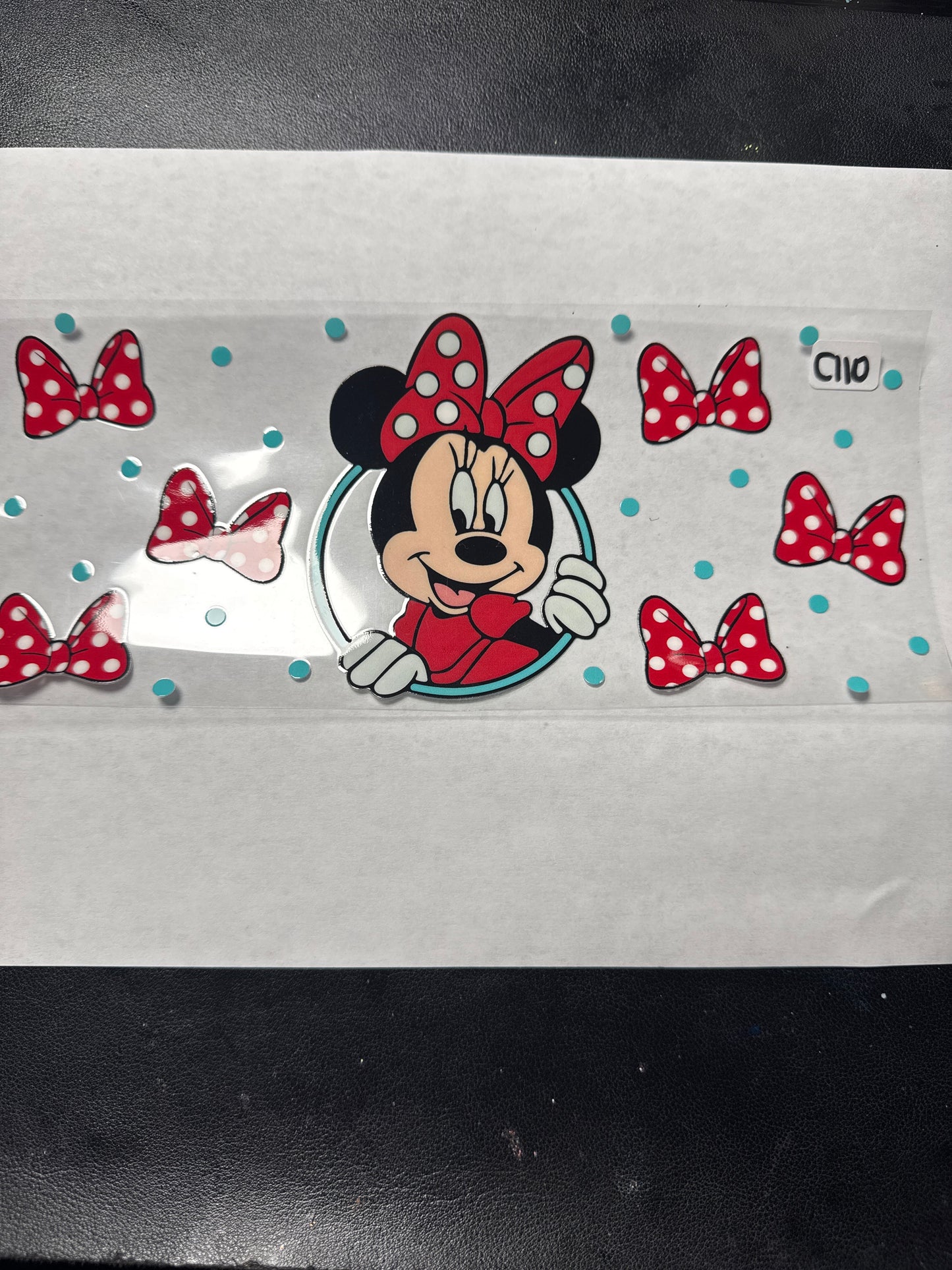 C110 Red mouse with Polka dot bow uvdtf wrap