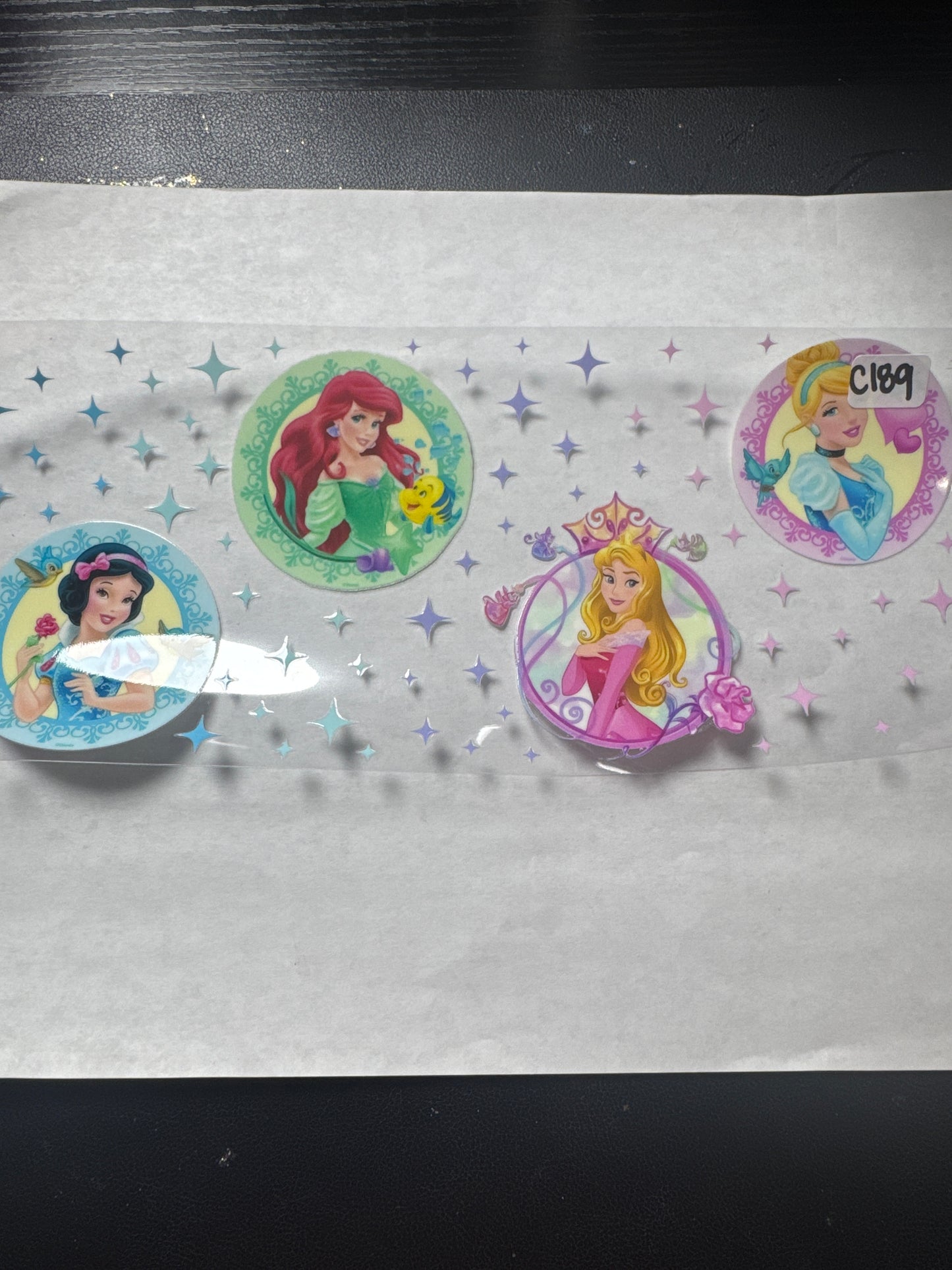 C189 princess uvdtf wrap with 4 point stars