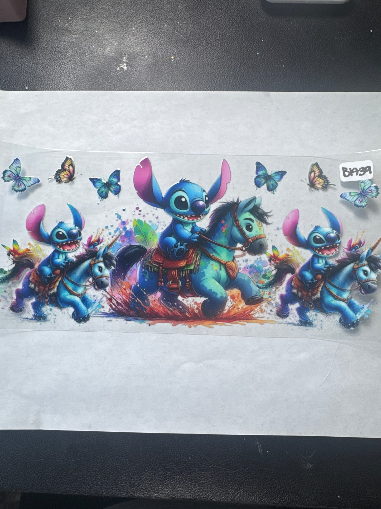 BA 39 Blue alien on a horse uvdtf wrap