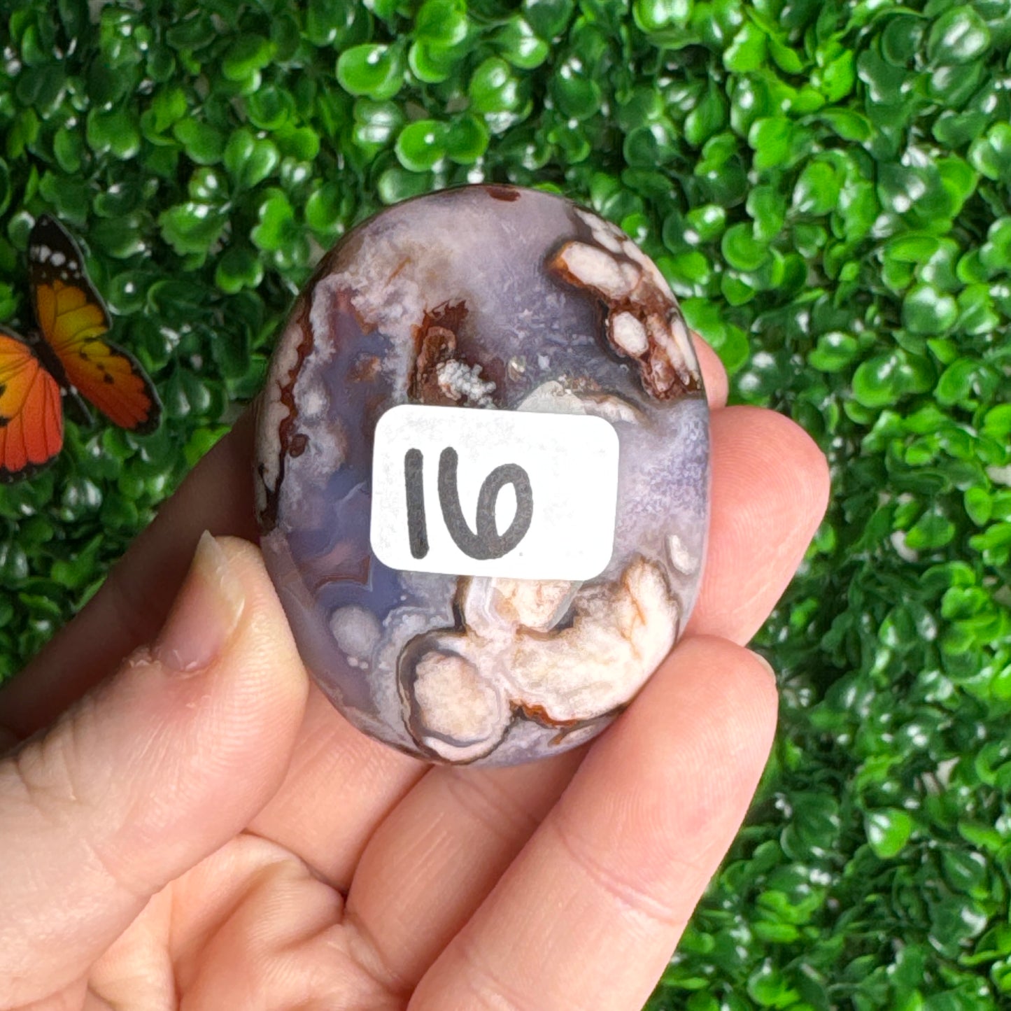 Blue Flower Agate Palm Stones
