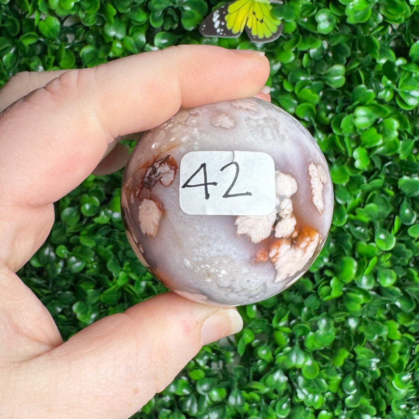 Blue flower agate sphere 42